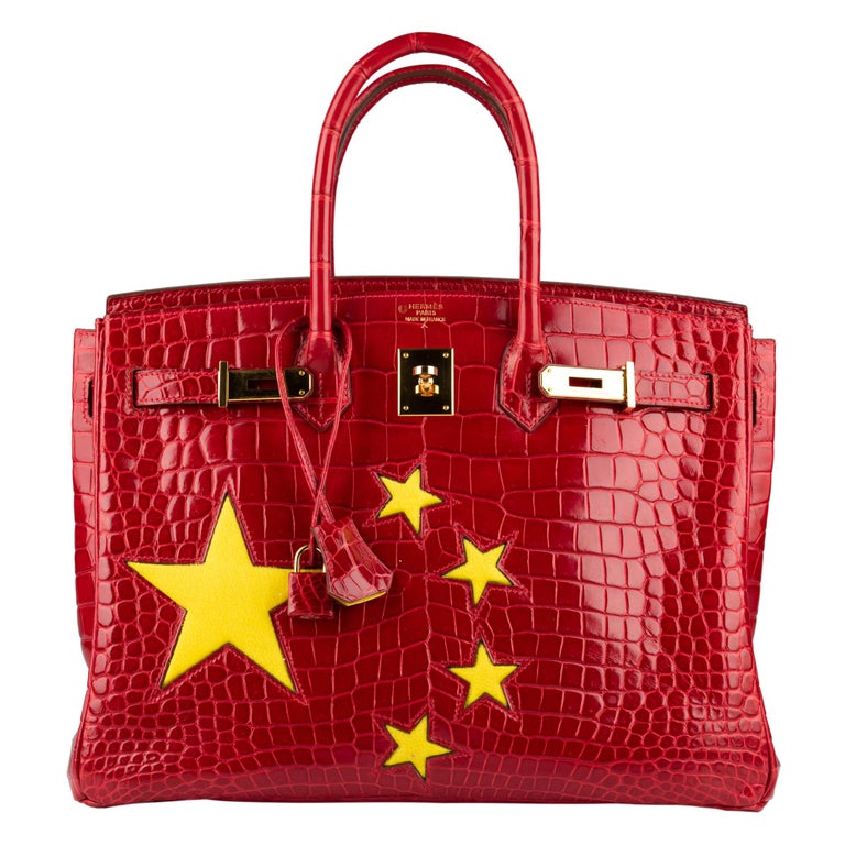 1stdibs Exclusive Hermes Birkin 35cm Braise China Flag Porosus Crocodile For Sale At 1stdibs