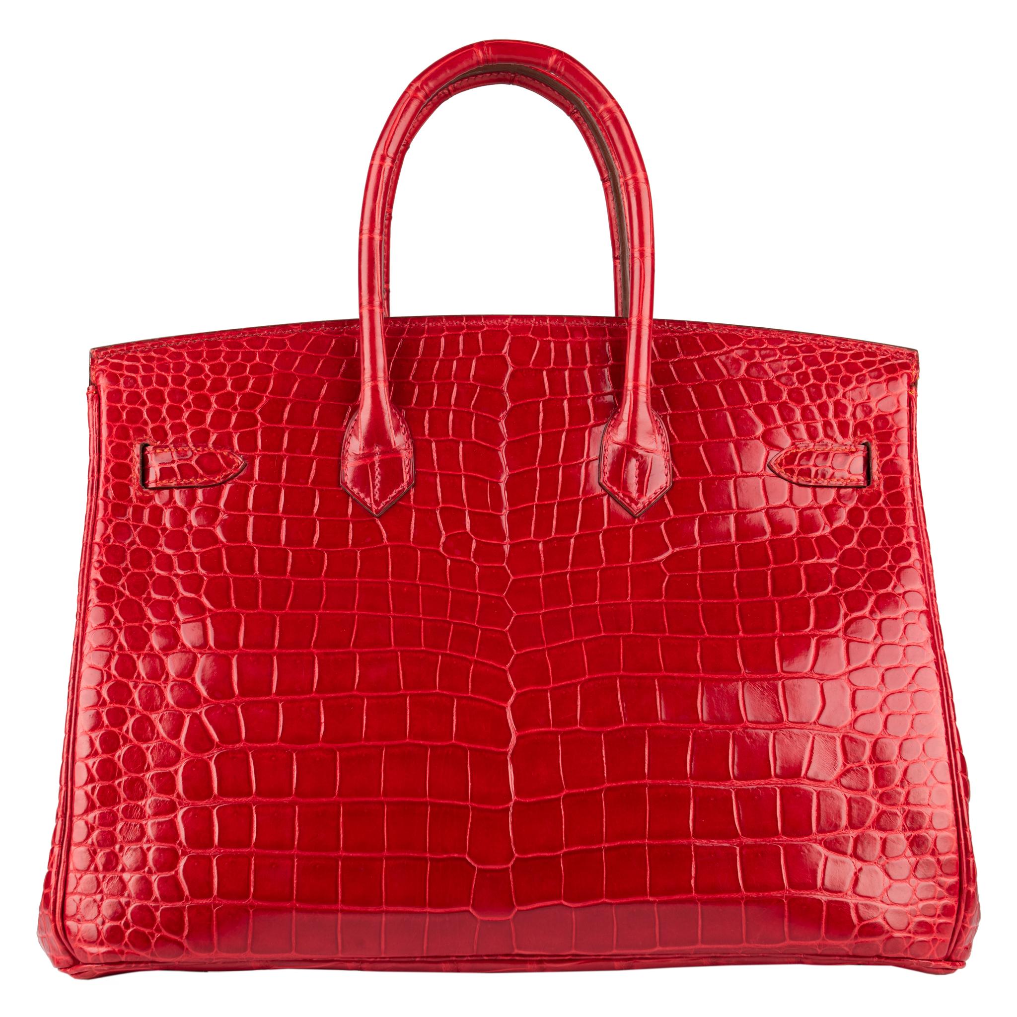 1stdibs Exclusive Hermès Birkin 35cm Braise “China Flag” Porosus Crocodile  In Excellent Condition In Sydney, New South Wales