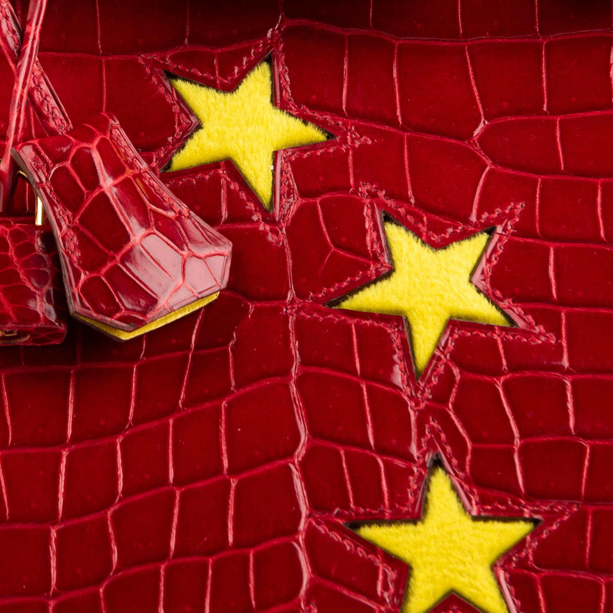1stdibs Exclusive Hermès Birkin 35cm Braise “China Flag” Porosus Crocodile  1