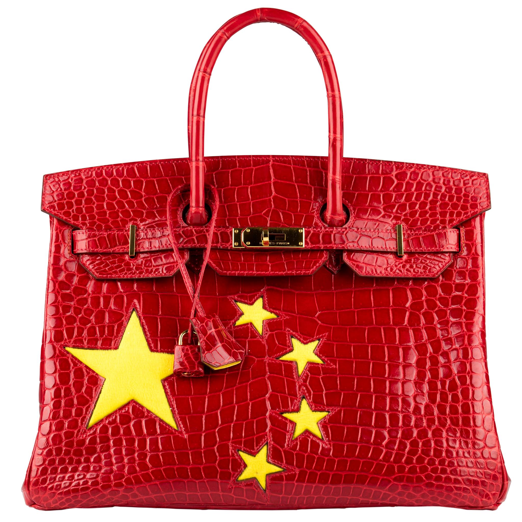 1stdibs Exclusive Hermès Birkin 35cm Braise “China Flag” Porosus Crocodile 