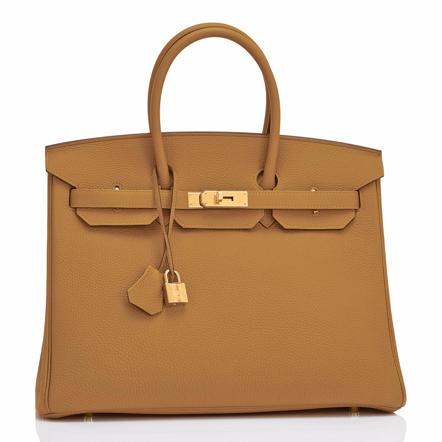 Hermes Birkin 35cm Bronze Dore Togo Gold Tan Khaki Bag Y Stamp, 2020
Just purchased from Hermes store! Bag bears new interior 2020 Y Stamp!
Brand New in Box. Store Fresh. Pristine Condition (with plastic on hardware). 
Perfect gift! Comes with lock,