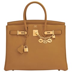 Hermes Birkin 35cm Bronze Dore Togo Gold Tan Bag Y Stamp, 2020