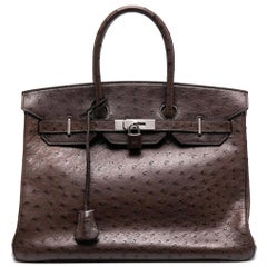 Birkin 35cm Brauner Straußenleder von Hermès