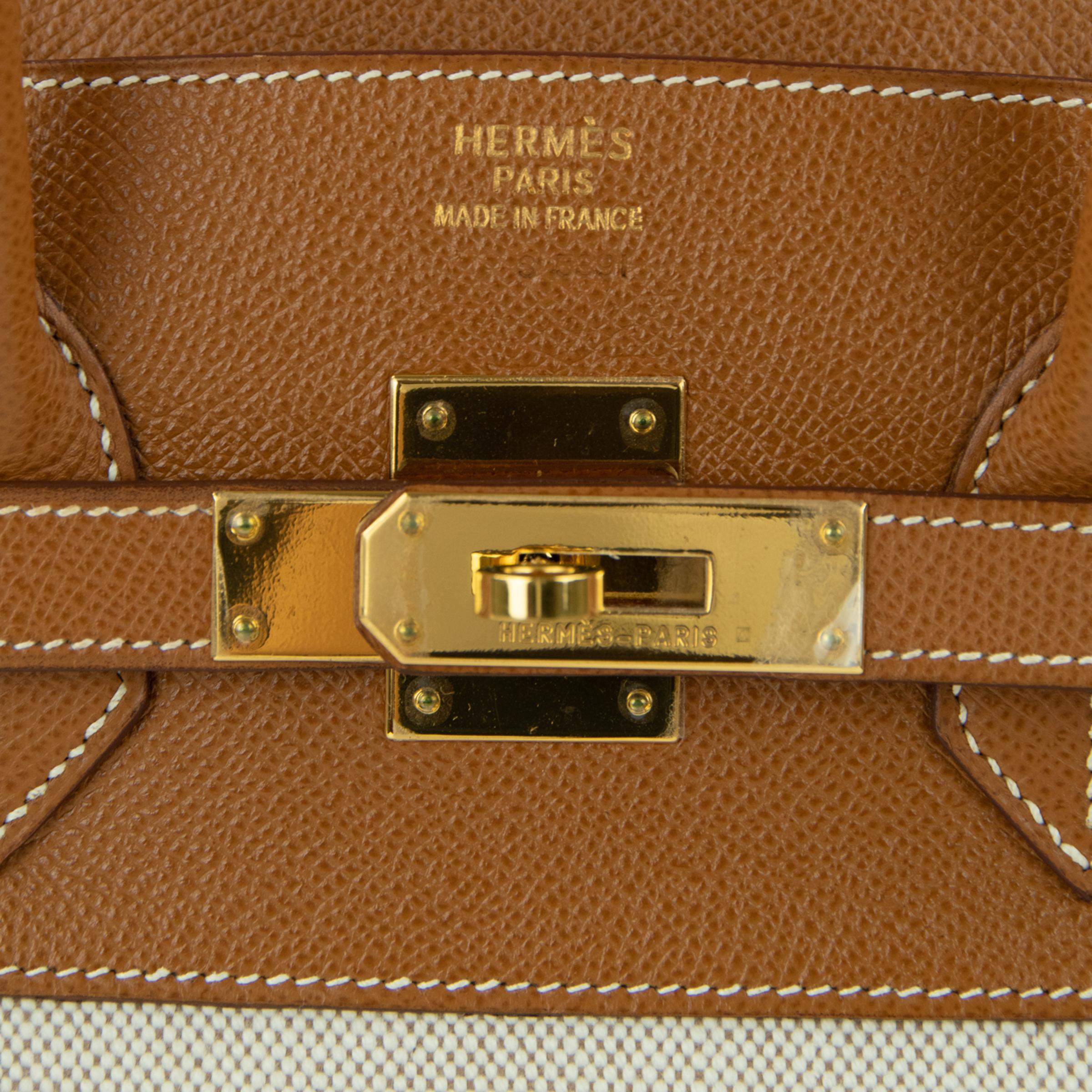  Hermes Birkin 35cm Brown Toile H Epsom bag GHW 5