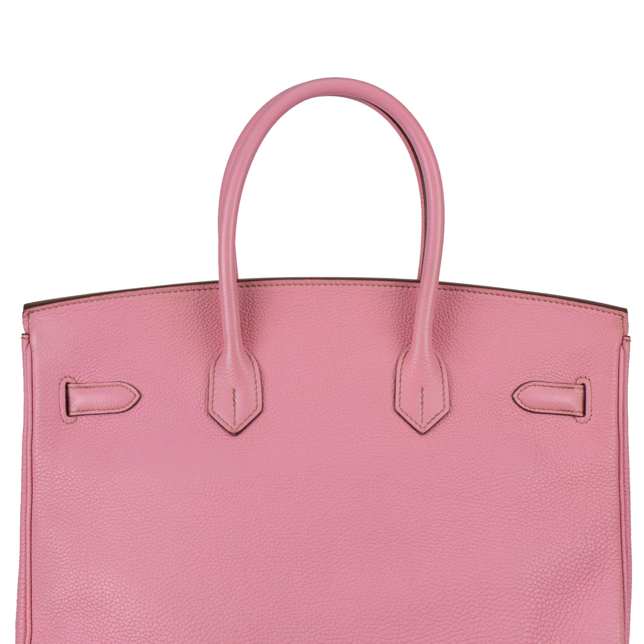 Hermès Birkin 35cm Bubblegum Togo Leather Palladium Hardware en vente 15