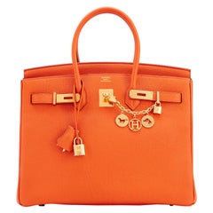 Hermes Birkin 35cm Classic Orange Togo Gold Hardware New with Box