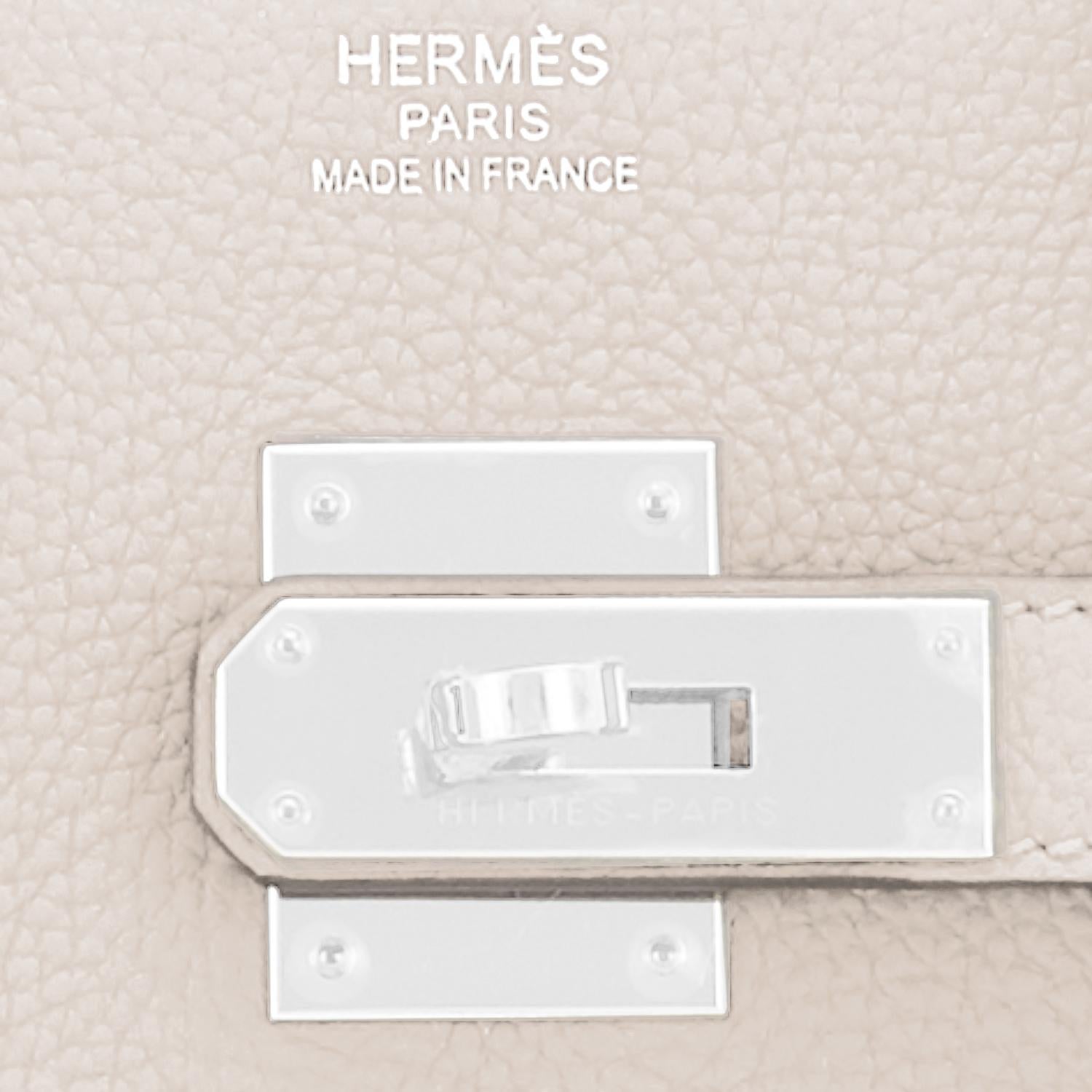 Hermes Birkin 35cm Craie Chalk Off White Bag Togo Palladium Hardware NEW 4