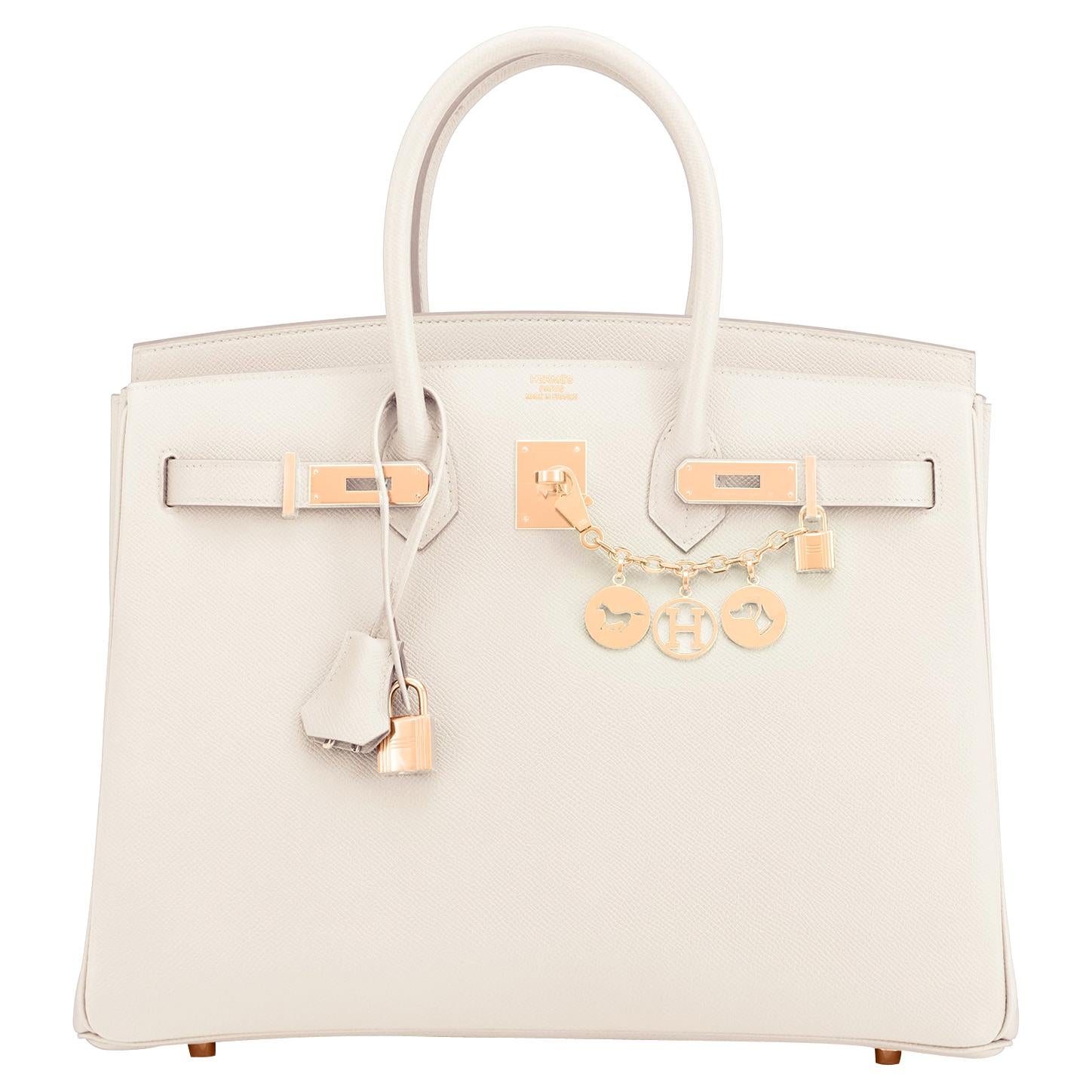 Hermes Birkin 35cm Craie Chalk Off White Epsom Rose Gold Y Stamp, 2020 RARE