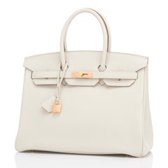 Hermes Birkin 35 Craie Rose Gold Chalk Off White Togo RARE