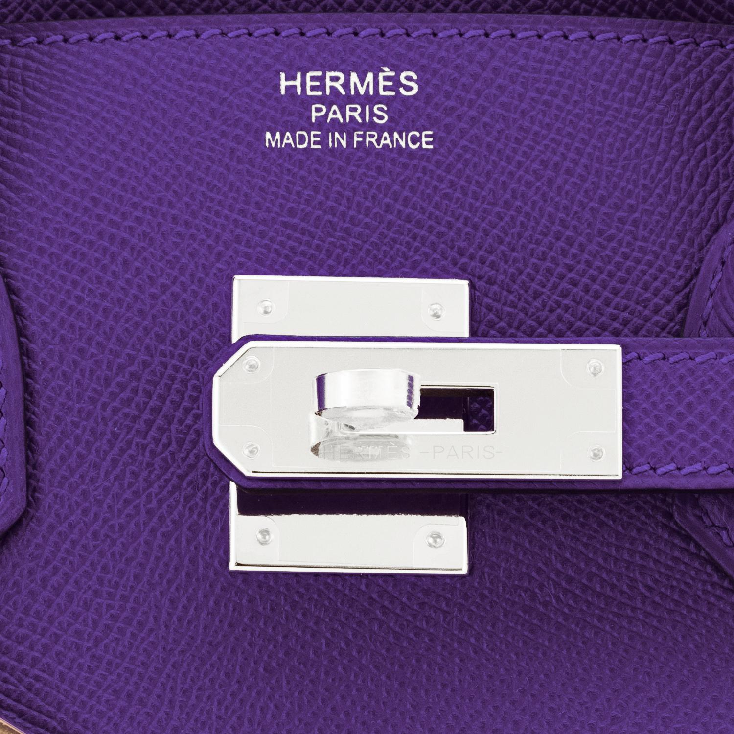 Hermes Birkin 35cm Crocus Deep Purple Epsom Bag Palladium Hardware NEW RARE 4