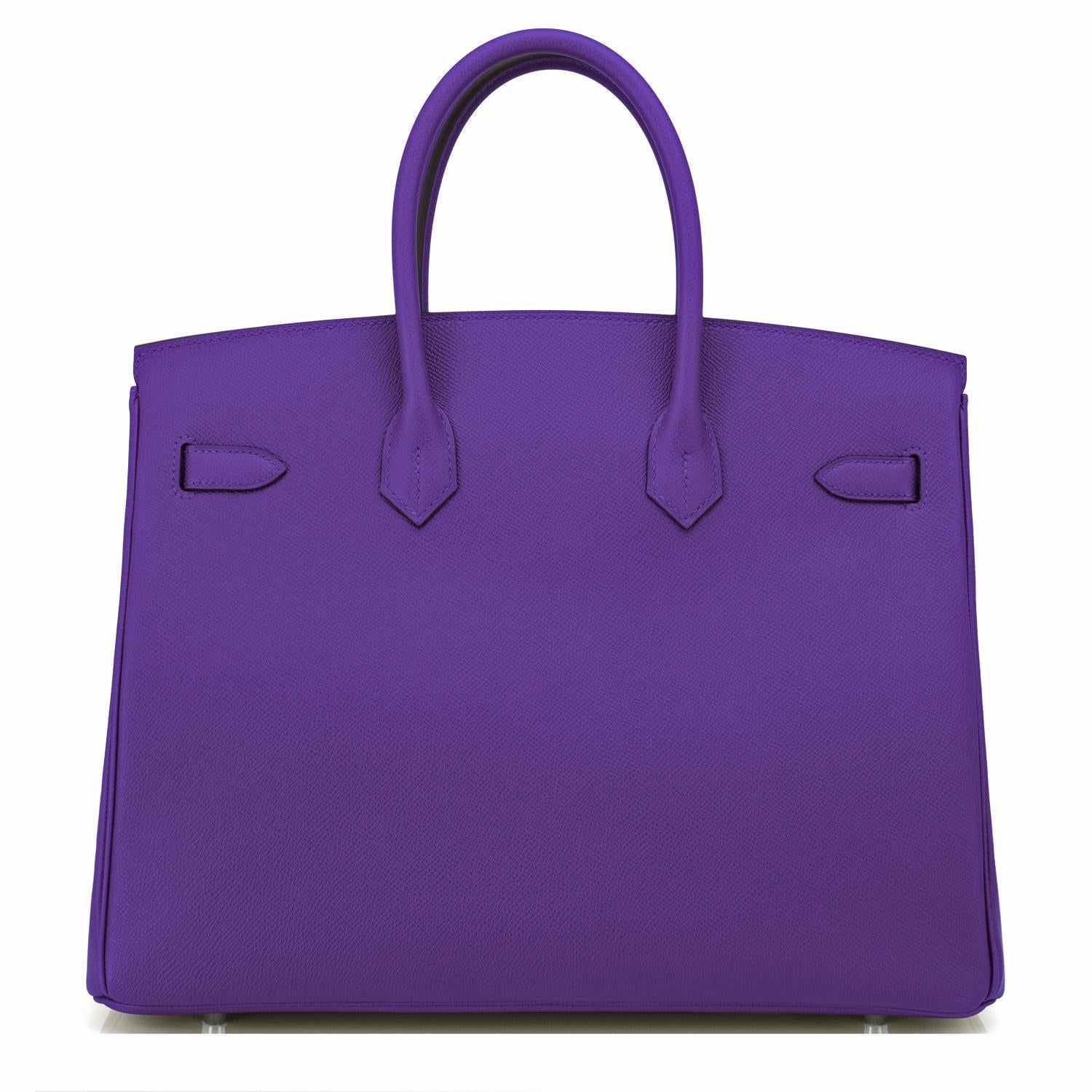 Hermes Birkin 35cm Crocus Deep Purple Epsom Tasche Palladium Hardware NEW RARE 1