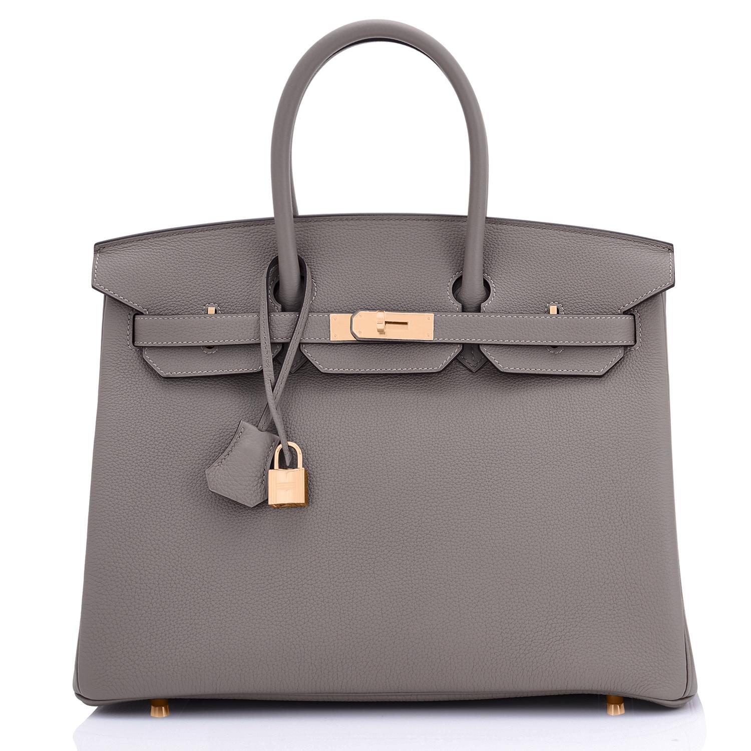 Gray Hermes Birkin 35cm Etain Rose Gold Togo Tin Grey Hardware Bag Z Stamp, 2021 RARE