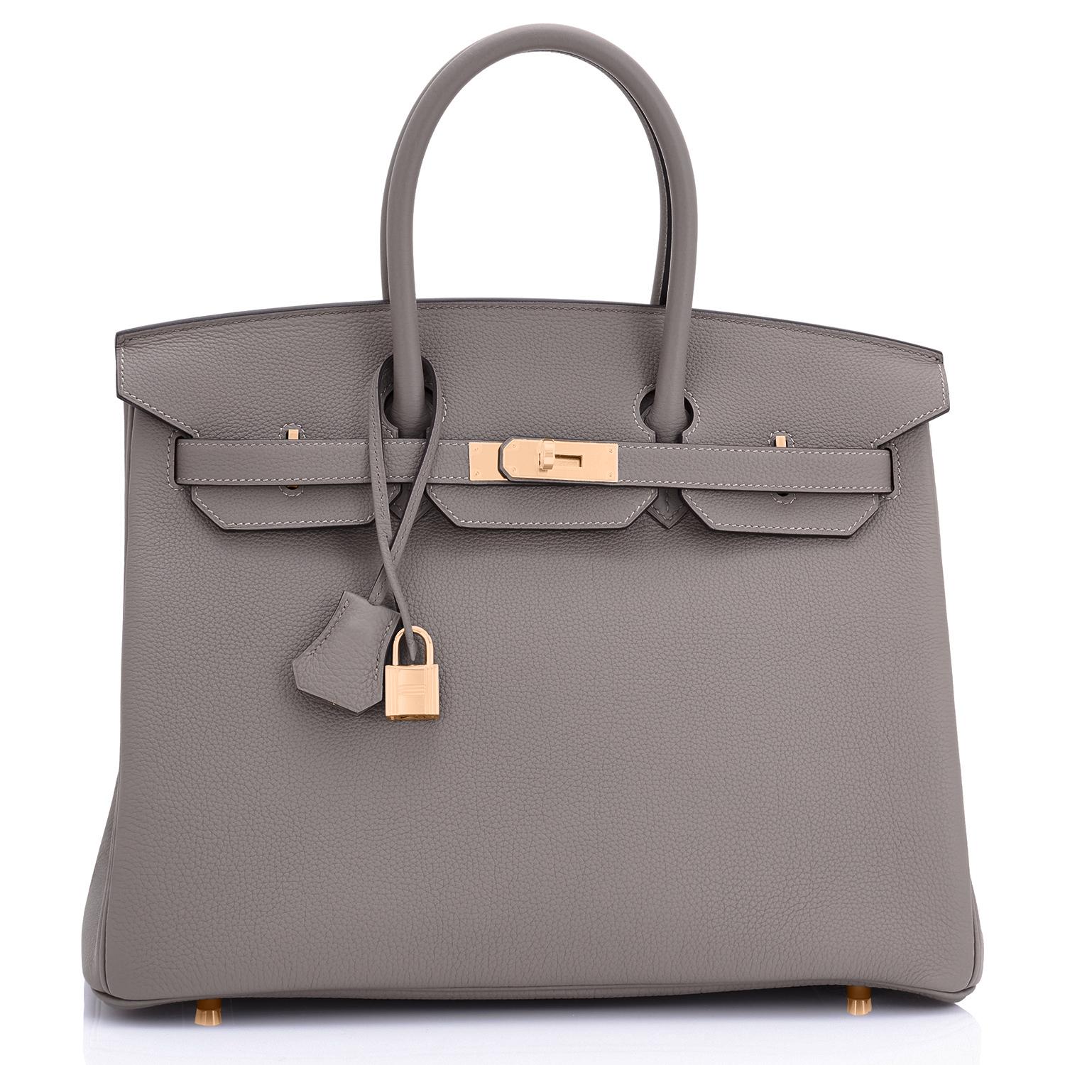 Women's or Men's Hermes Birkin 35cm Etain Rose Gold Togo Tin Grey Hardware Bag Z Stamp, 2021 RARE
