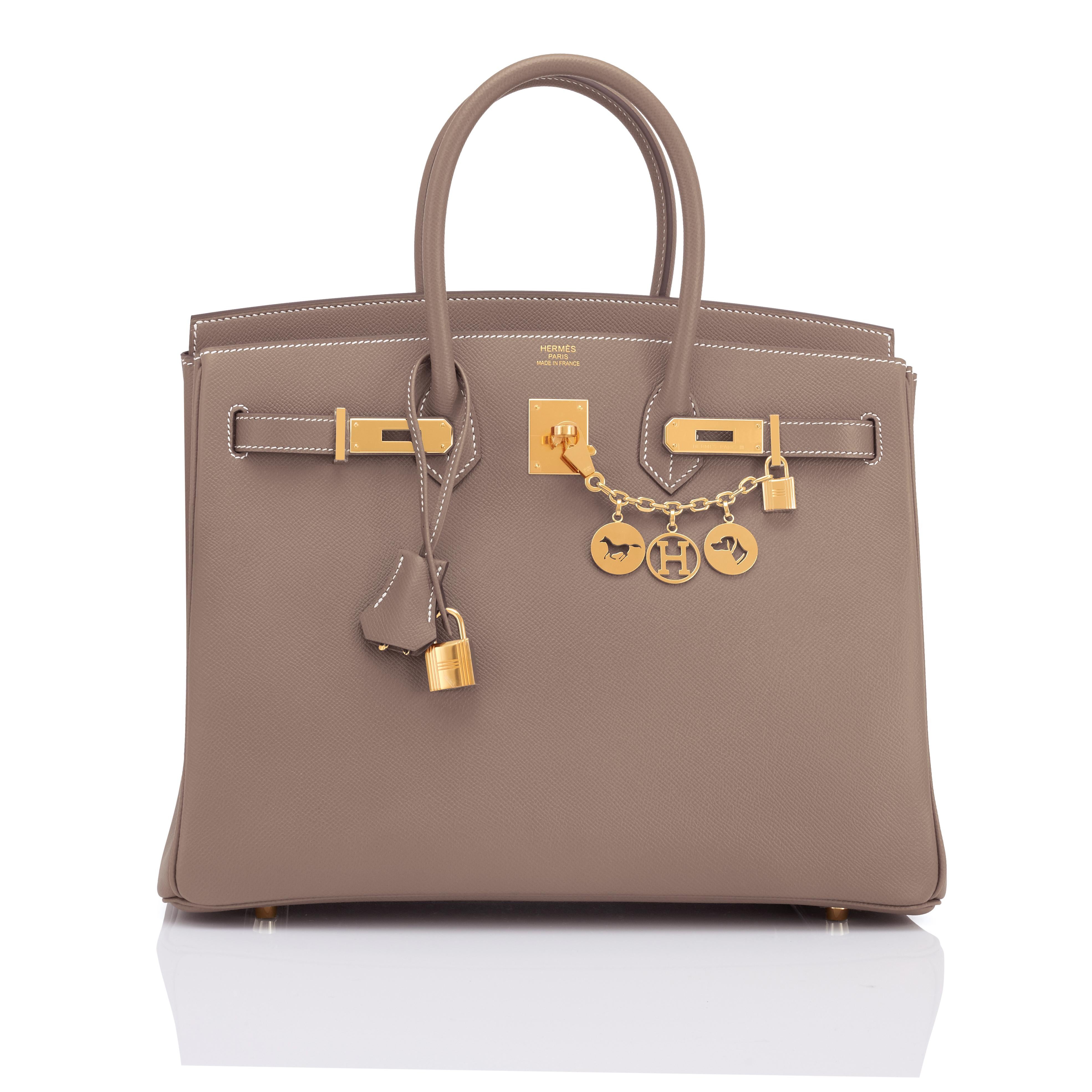 Hermes Birkin 35cm Etoupe Epsom Taupe Gold Hardware Bag Y Stamp, 2020
Just purchased from Hermes store; bag bears new 2020 interior Y Stamp.
Brand New in Box. Store fresh. Pristine Condition (with plastic on hardware). 
Perfect gift! Comes in full
