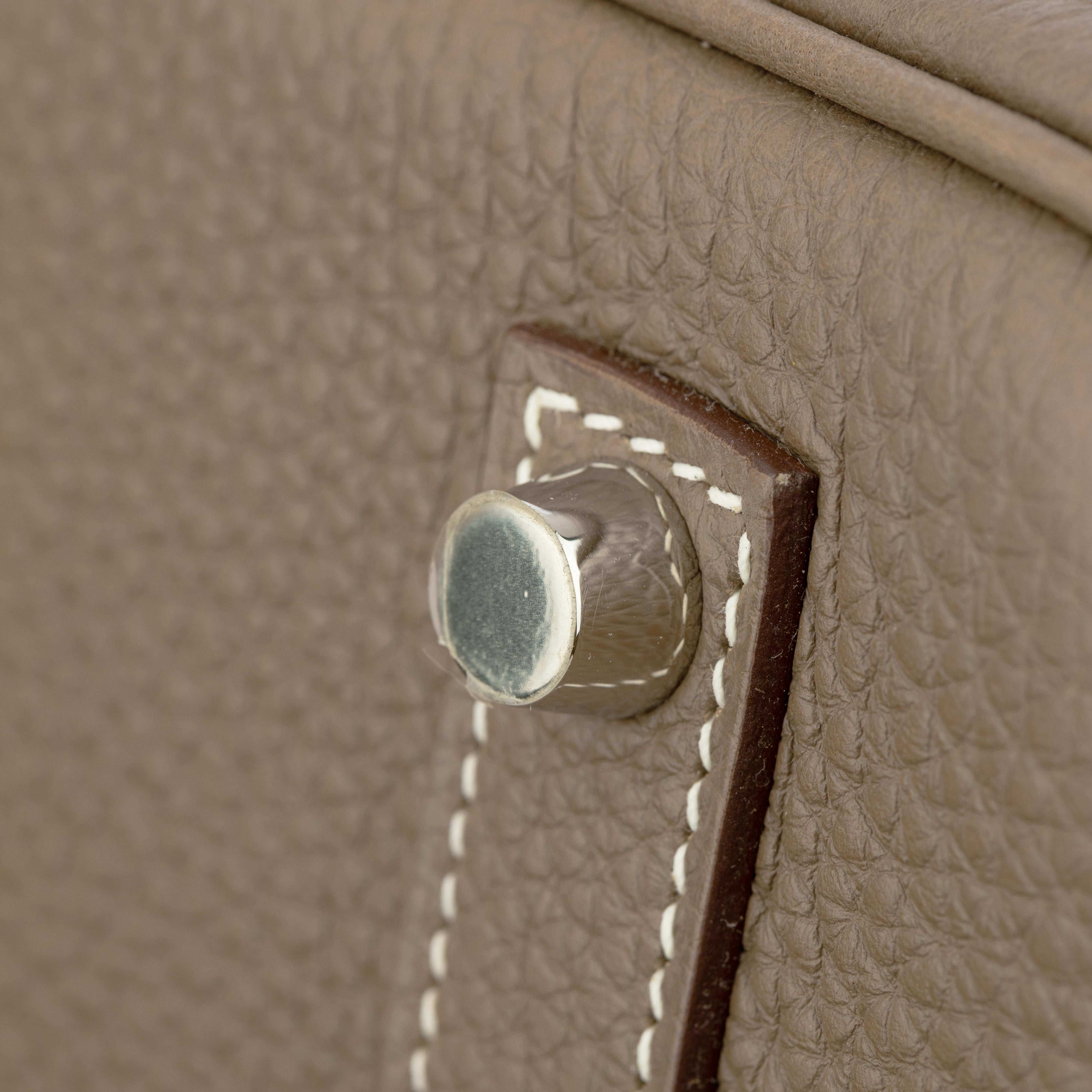 Hermes Birkin 35cm Etoupe Togo Leather Palladium Hardware For Sale 6