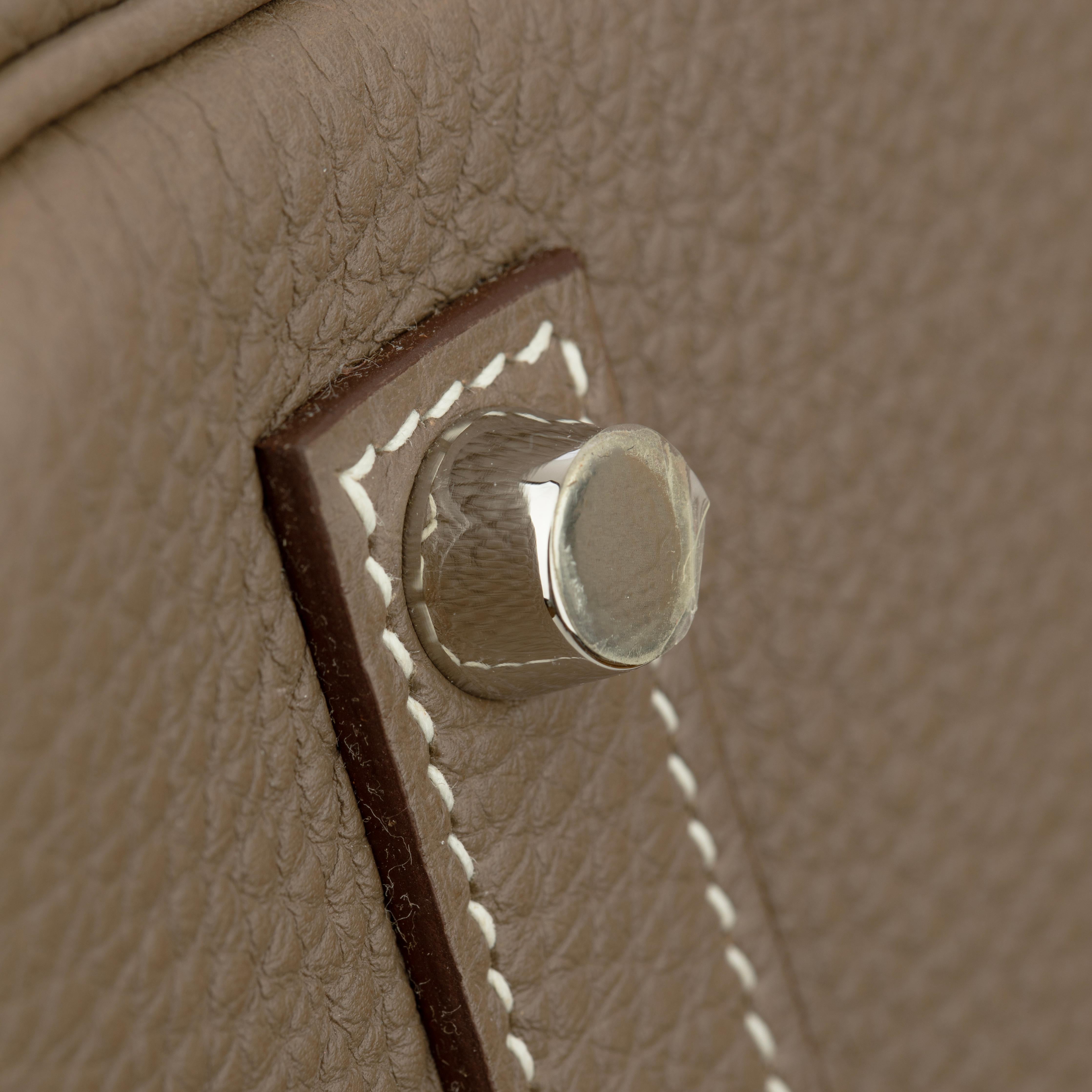Hermes Birkin 35cm Etoupe Togo Leather Palladium Hardware For Sale 8