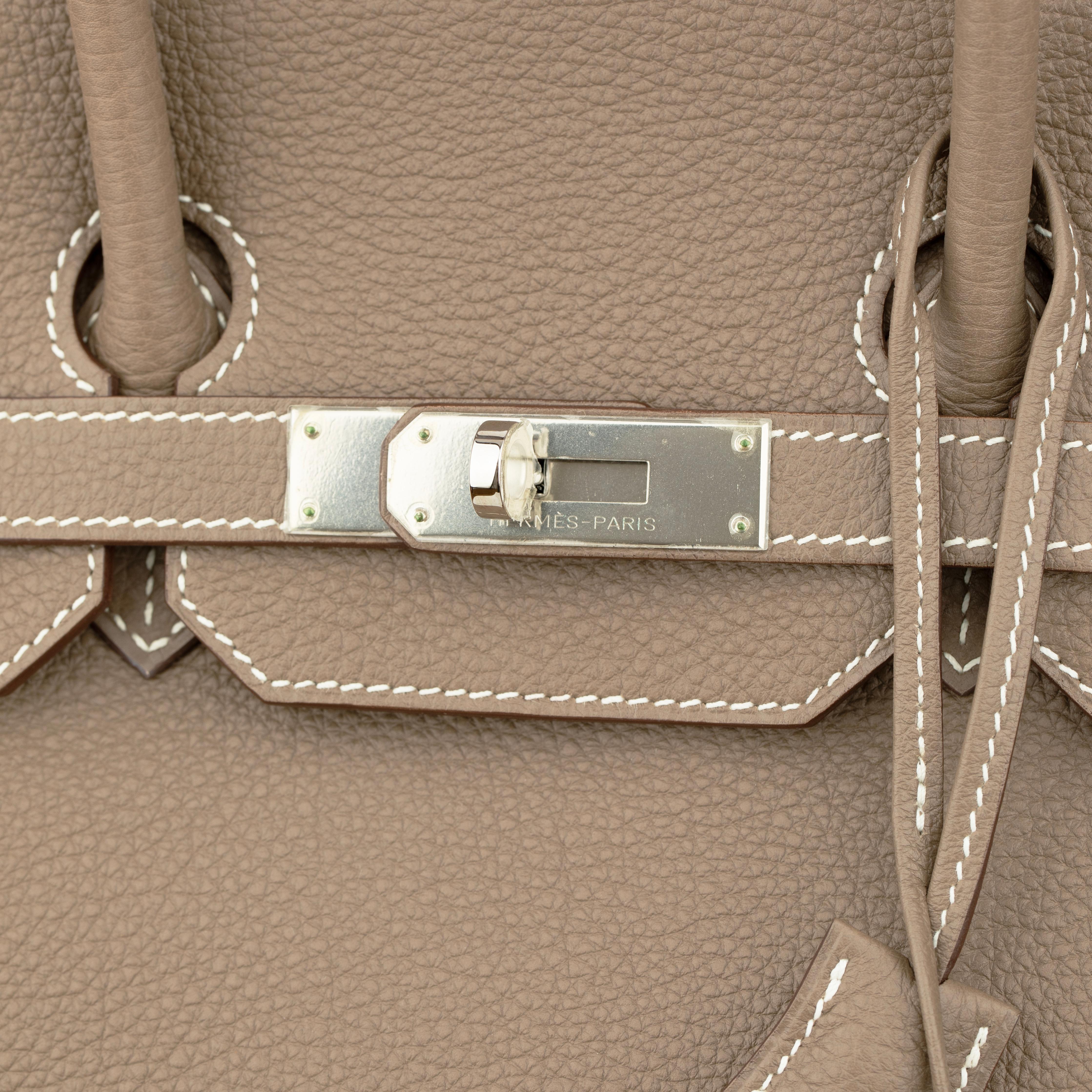 Hermes Birkin 35cm Etoupe Togo Leather Palladium Hardware For Sale 10