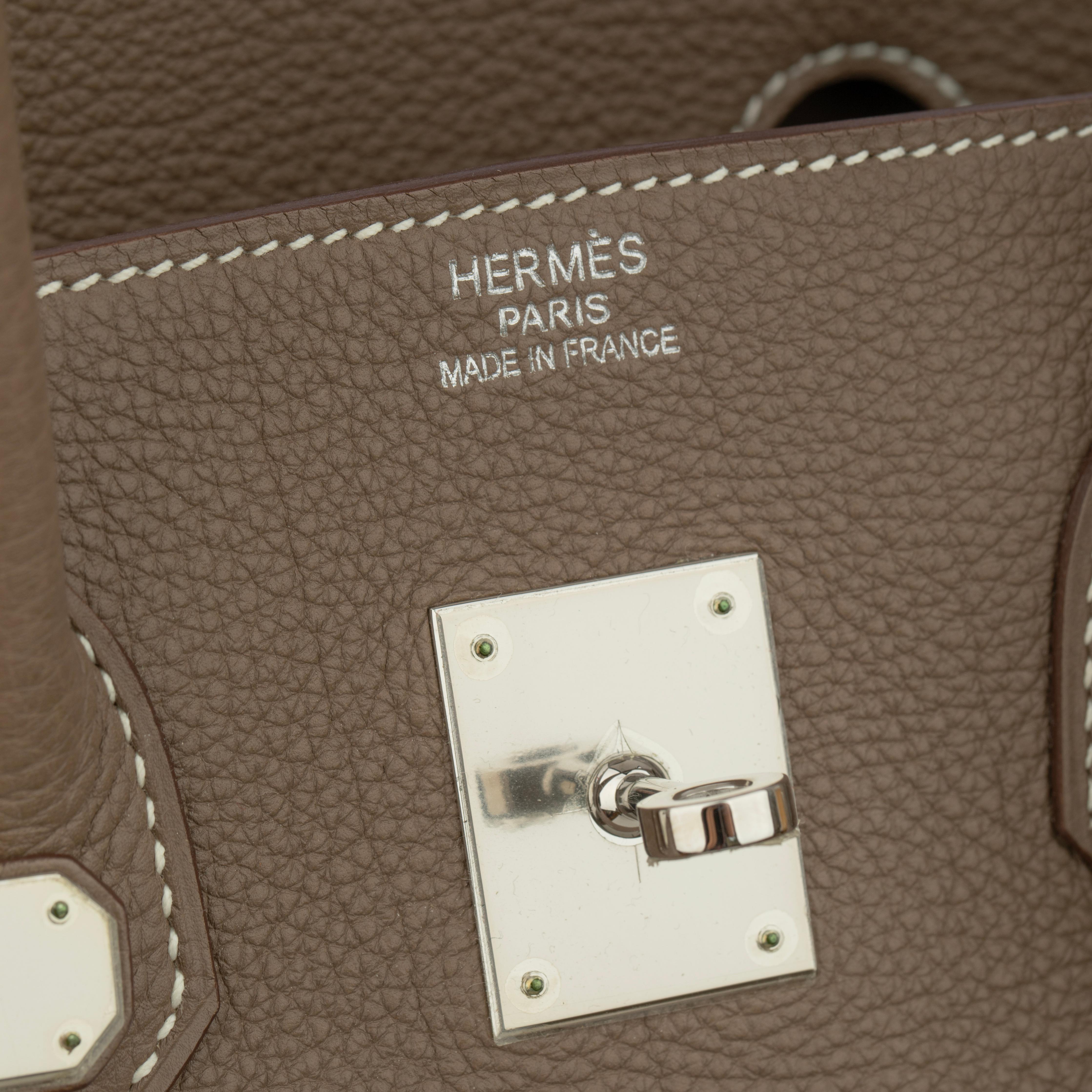 Hermes Birkin 35cm Etoupe Togo Leather Palladium Hardware For Sale 11