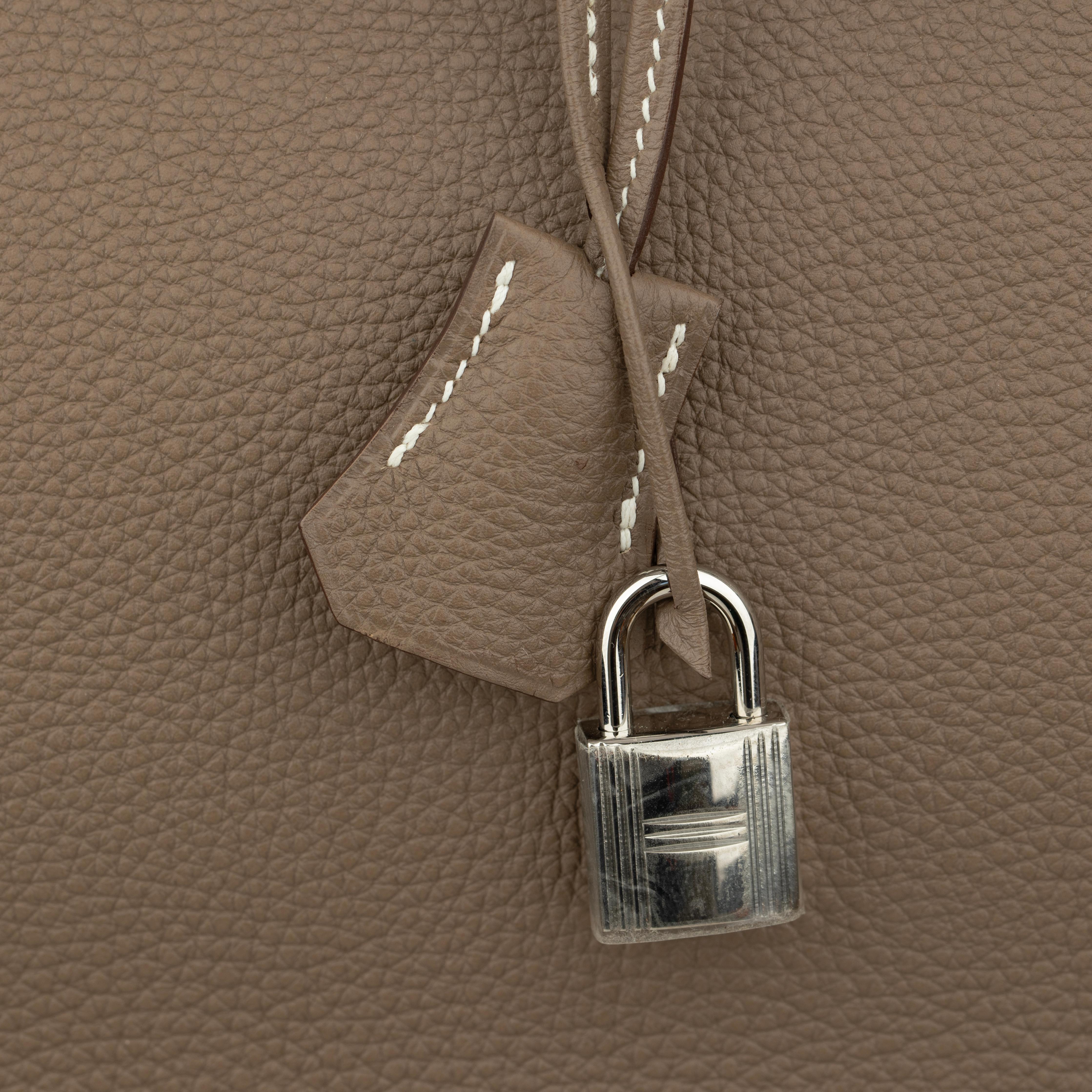 Hermes Birkin 35cm Etoupe Togo Leather Palladium Hardware For Sale 12