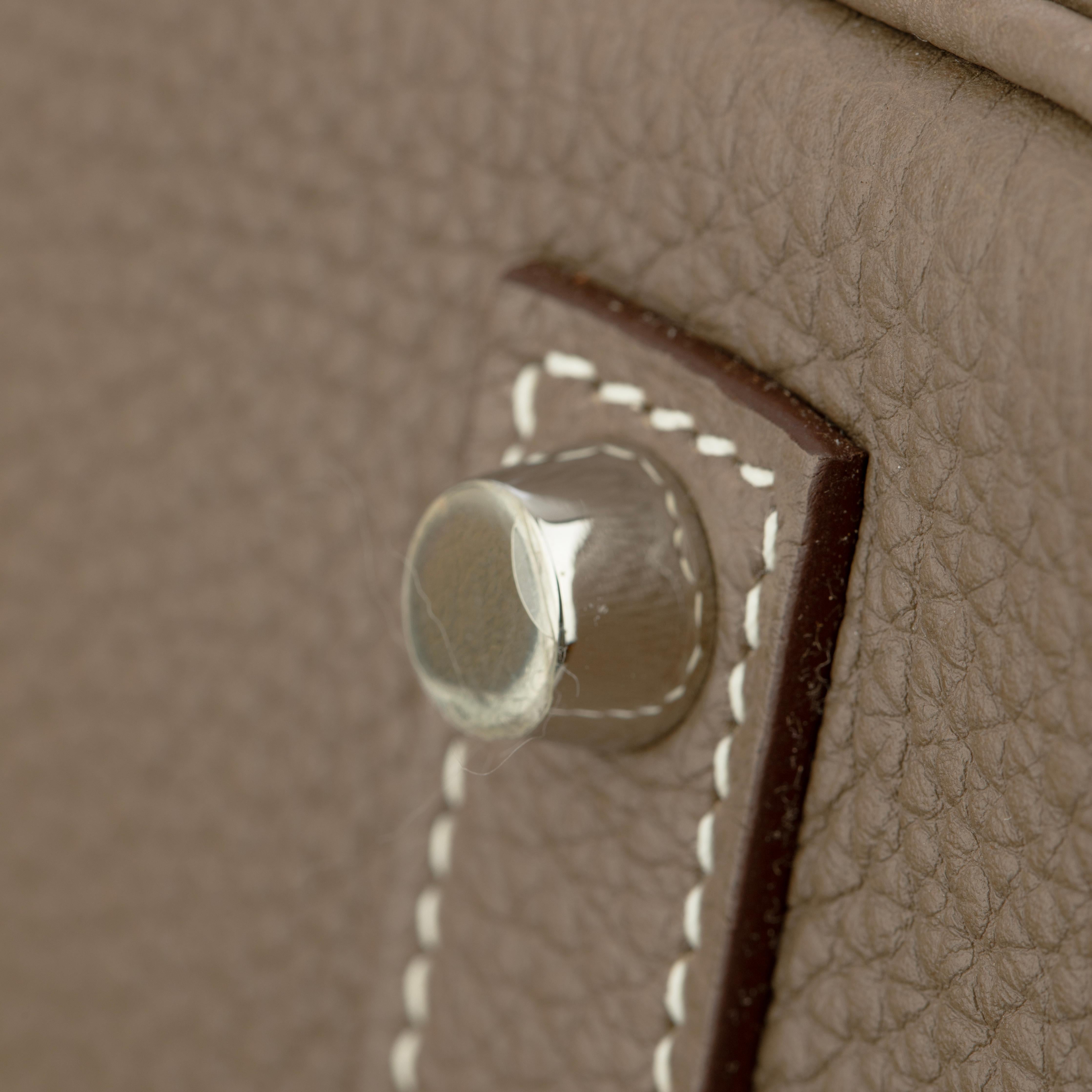 Hermes Birkin 35cm Etoupe Togo Leather Palladium Hardware For Sale 13