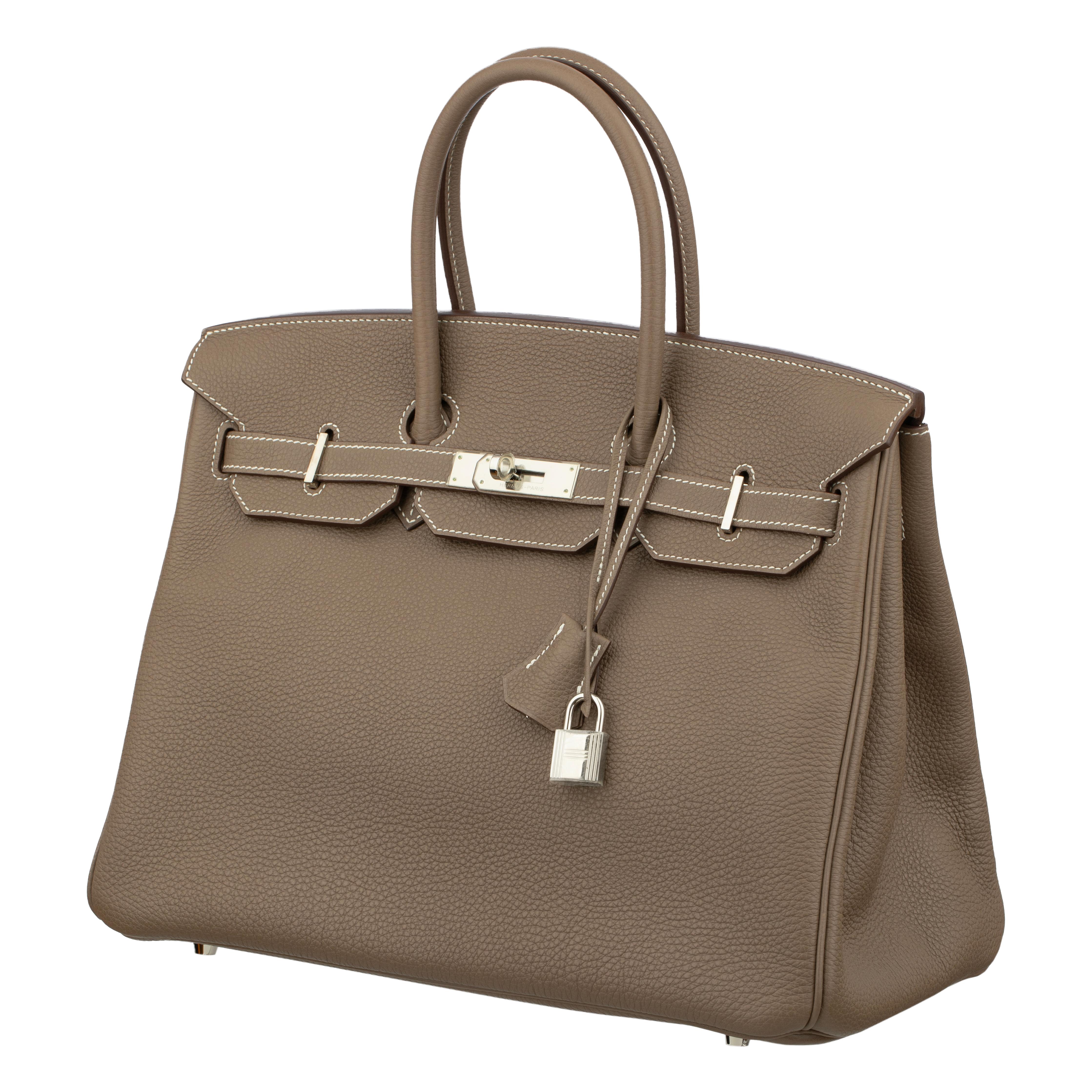 Brown Hermes Birkin 35cm Etoupe Togo Leather Palladium Hardware For Sale