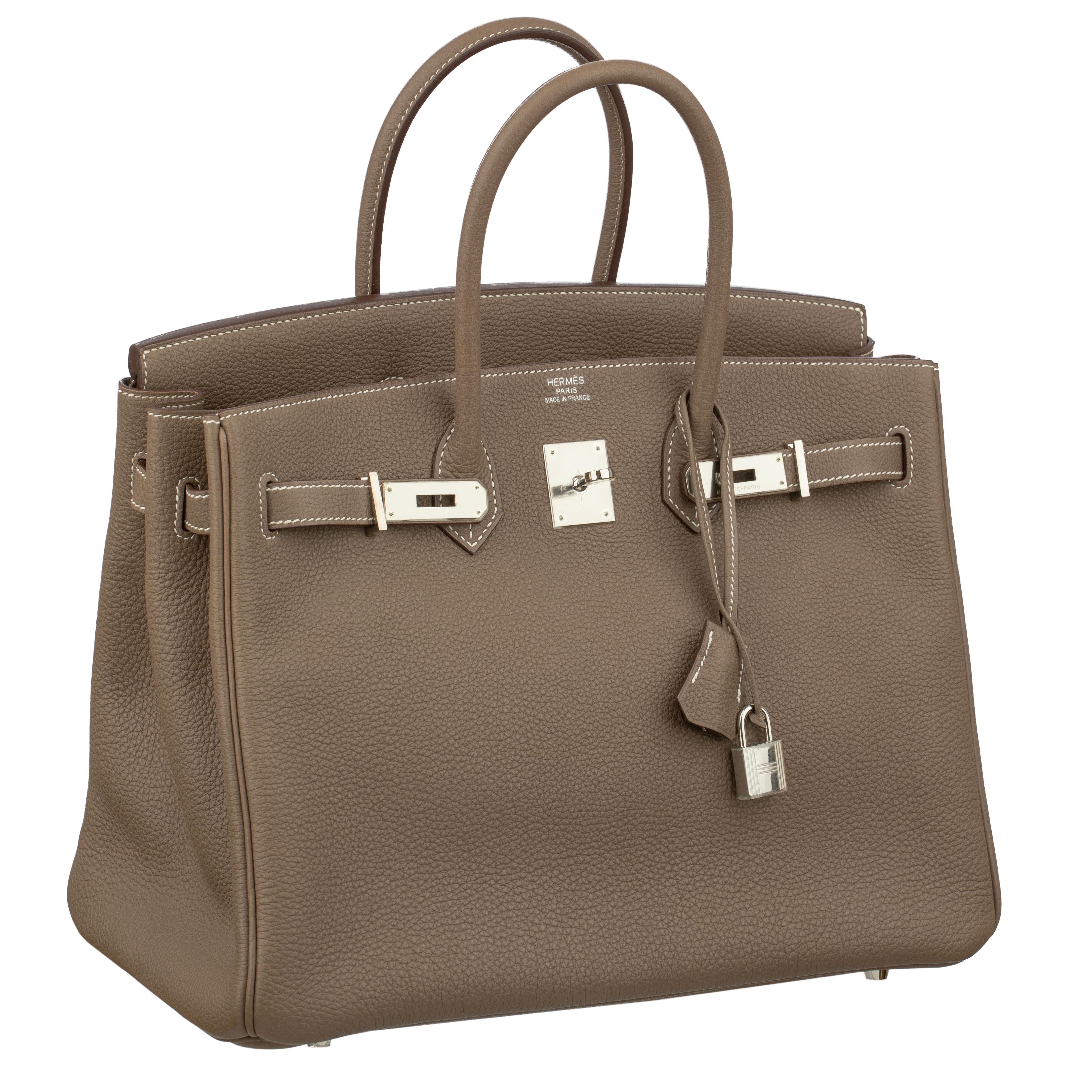 Women's or Men's Hermes Birkin 35cm Etoupe Togo Leather Palladium Hardware For Sale