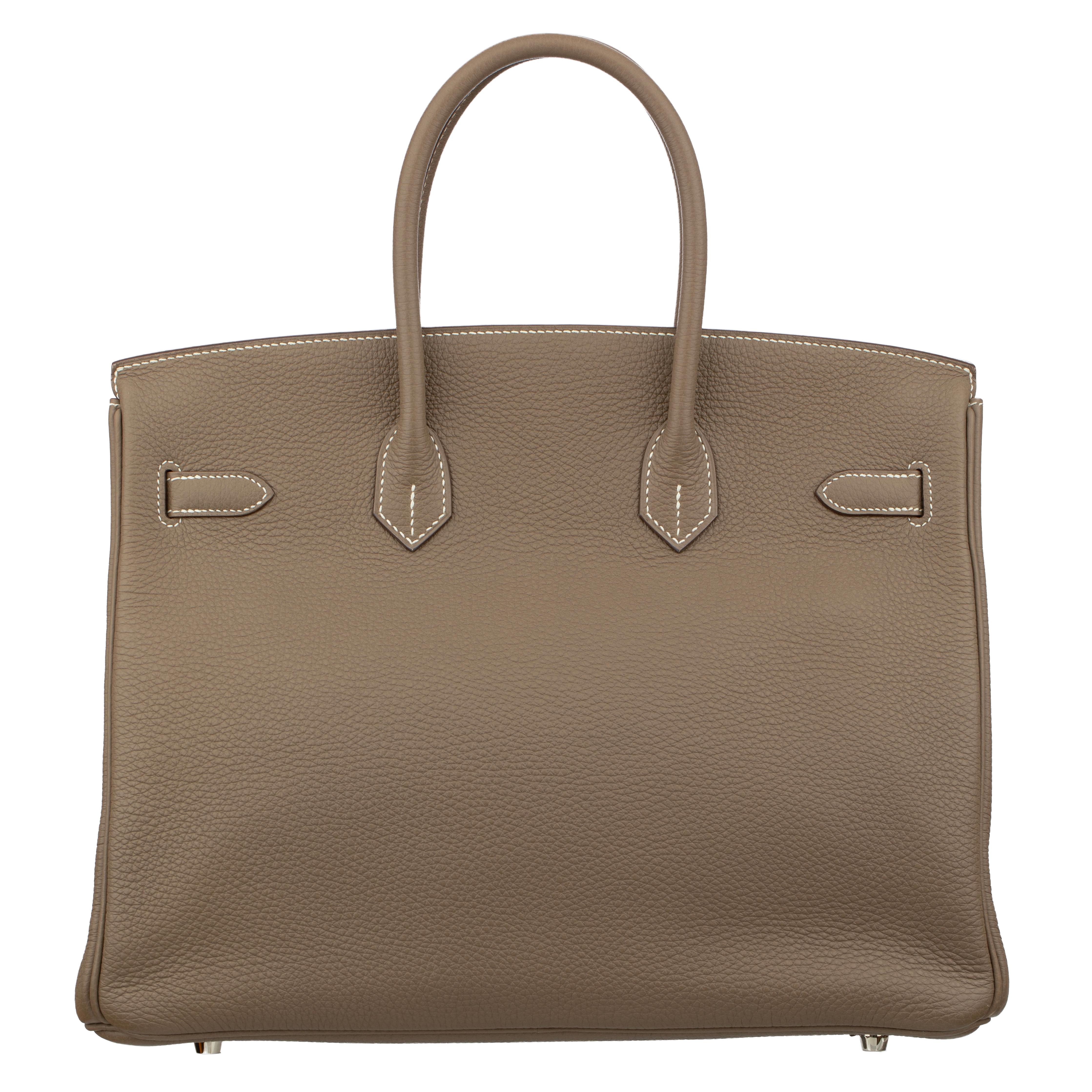 Hermes Birkin 35cm Etoupe Togo Leather Palladium Hardware For Sale 2