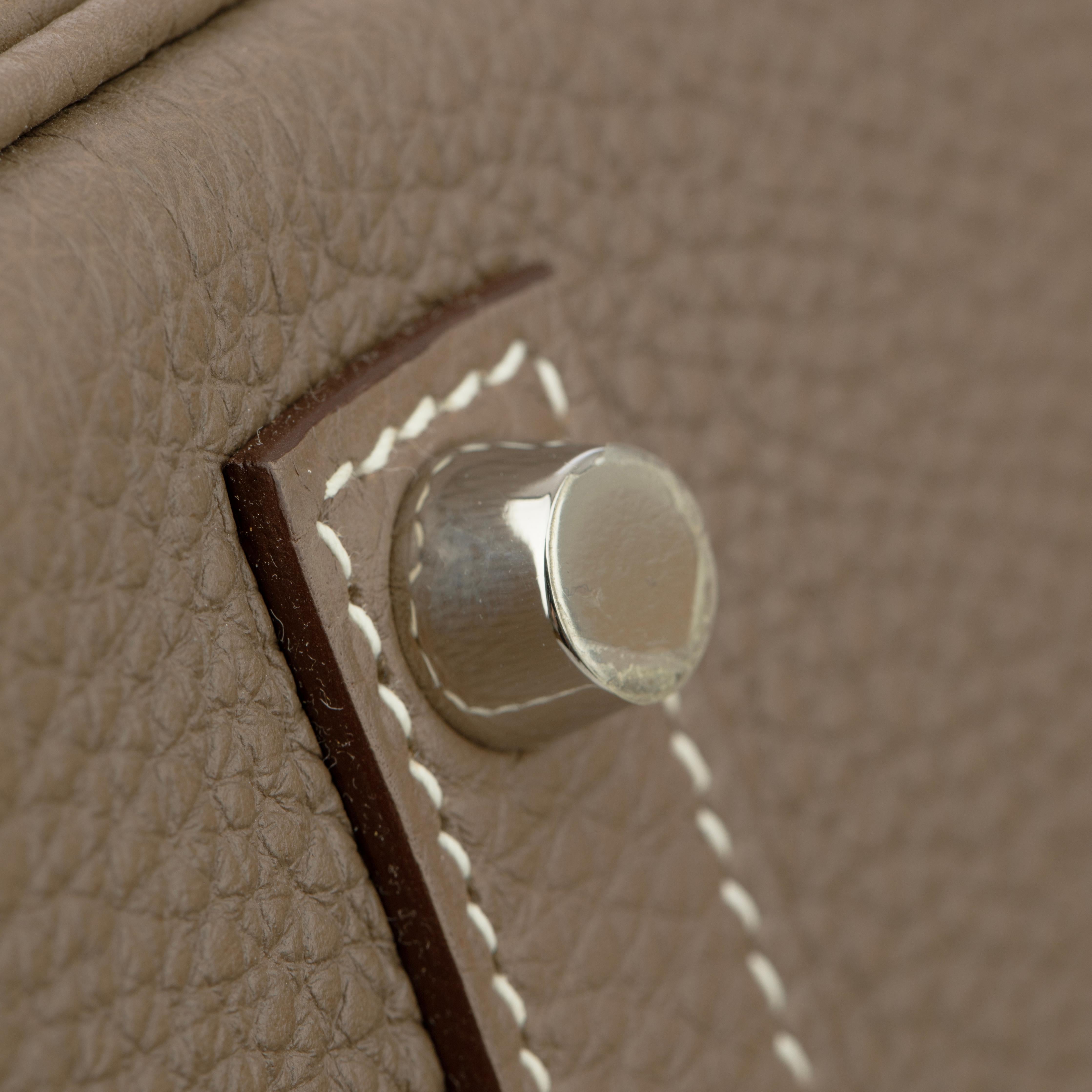 Hermes Birkin 35cm Etoupe Togo Leather Palladium Hardware For Sale 4