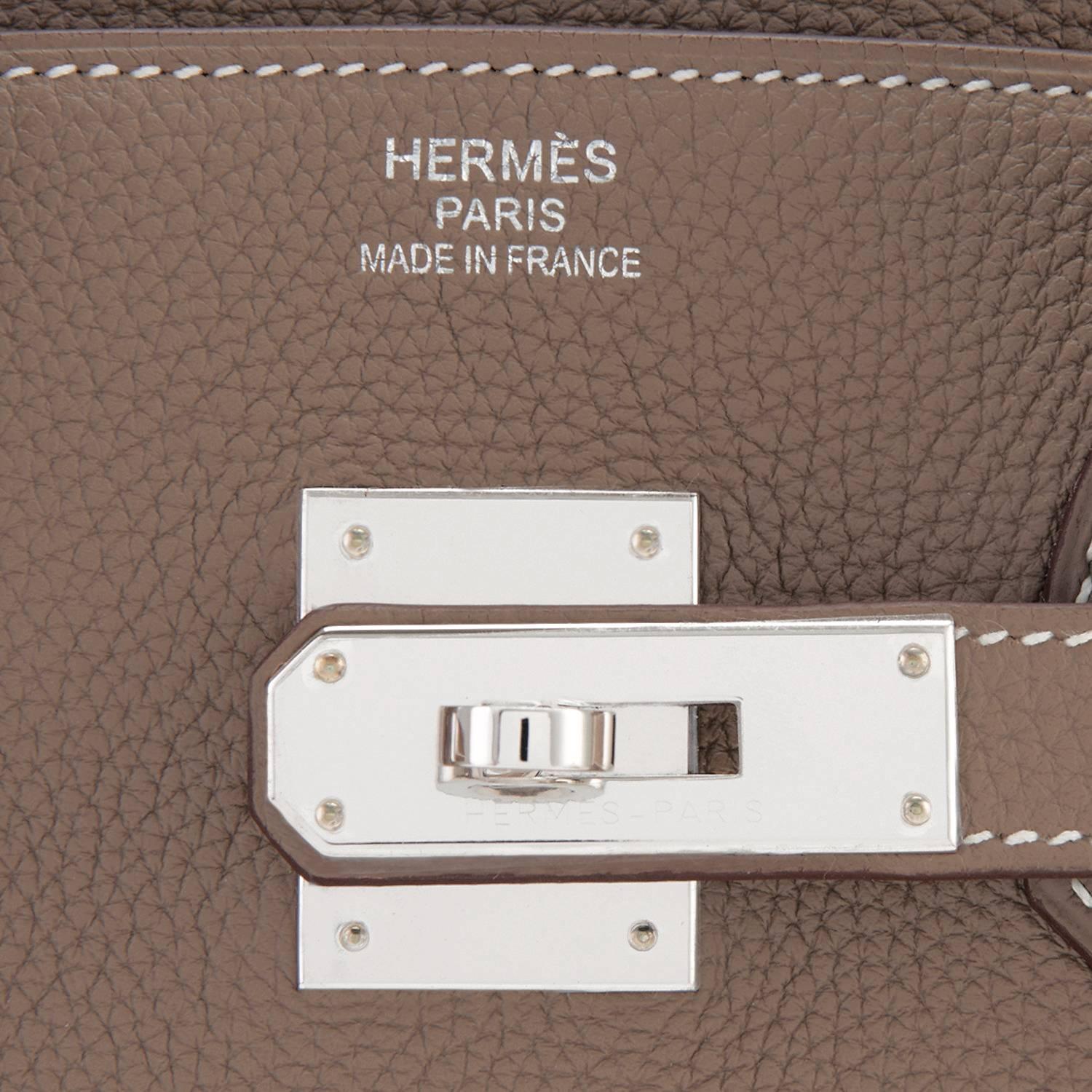 Sac Hermès Birkin 35 cm couleur étoupe avec finitions métalliques en palladium, estampillé U, 2022 5