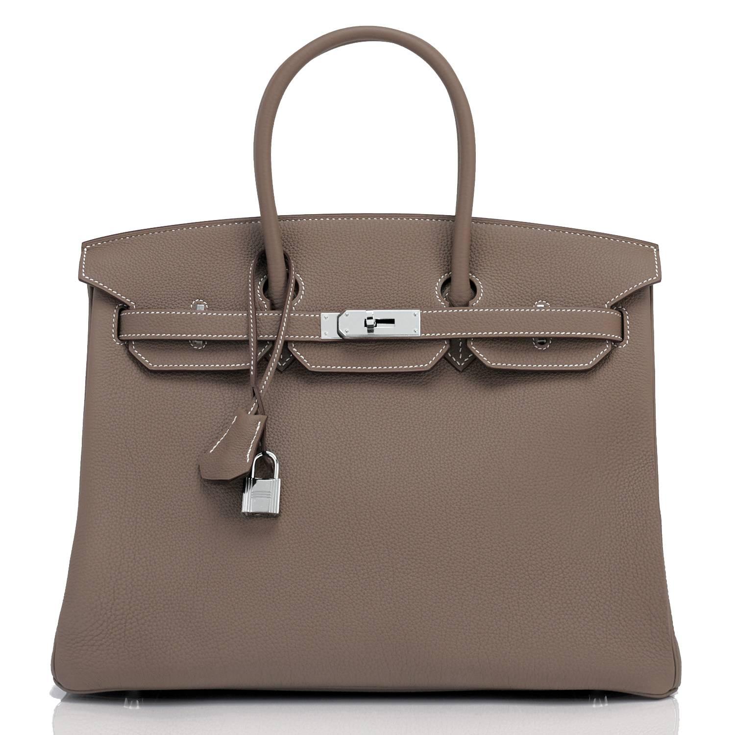  Sac Hermès Birkin 35 cm couleur étoupe avec finitions métalliques en palladium, estampillé U, 2022 Unisexe 