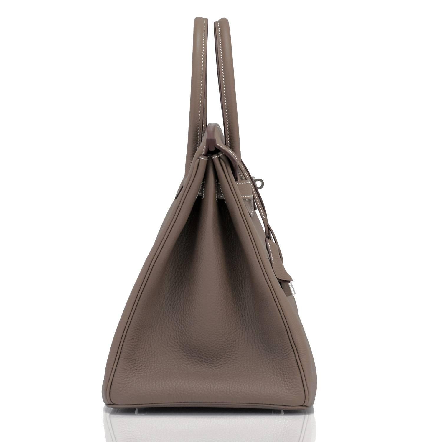 Sac Hermès Birkin 35 cm couleur étoupe avec finitions métalliques en palladium, estampillé U, 2022 3