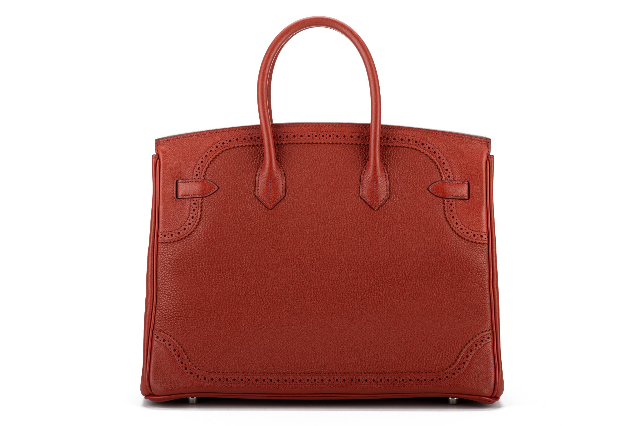 Hermes Birkin 35Cm Ghillies Brique Bag In Excellent Condition In West Hollywood, CA
