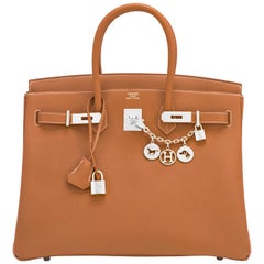 Hermes Birkin 35cm Gold Togo Camel Tan Palladium Hardware Bag Z Stamp:: 2021