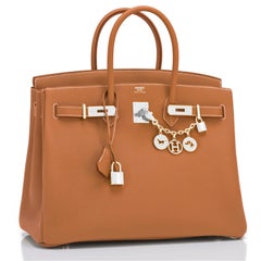 Hermes Birkin 35cm Gold Togo Tan Palladium Hardware Bag B Stamp, 2023