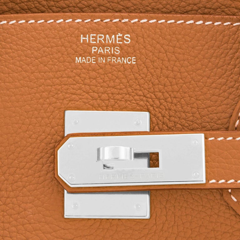 Hermes Birkin 35cm Gold Togo Tan Palladium Hardware Bag U Stamp, 2022 For Sale 5