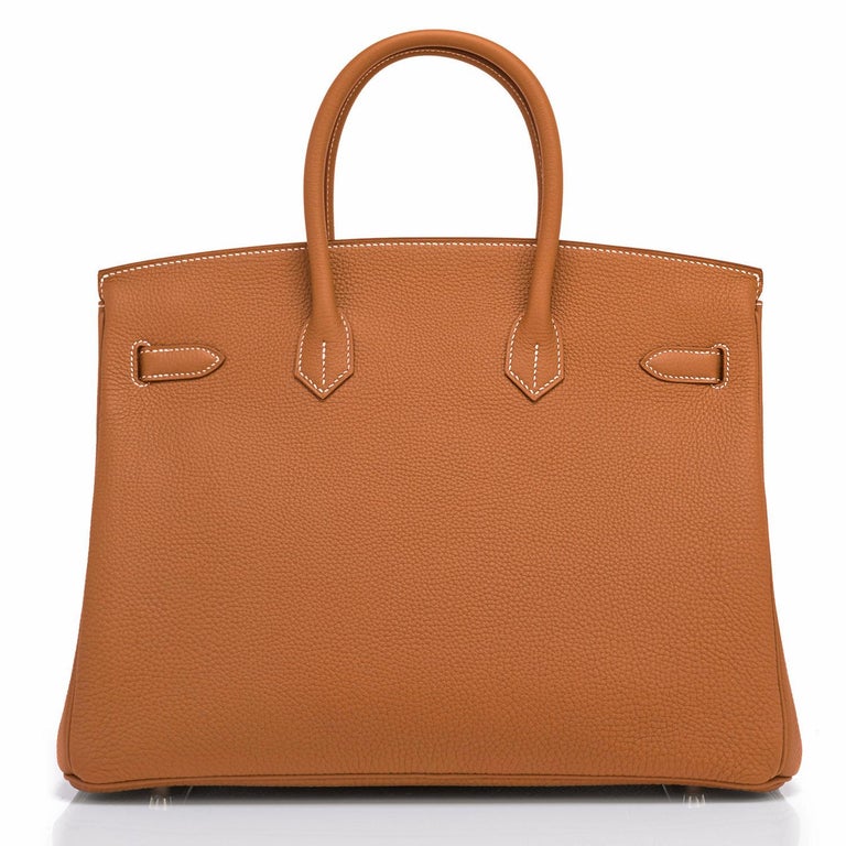 Women's or Men's Hermes Birkin 35cm Gold Togo Tan Palladium Hardware Bag U Stamp, 2022 For Sale