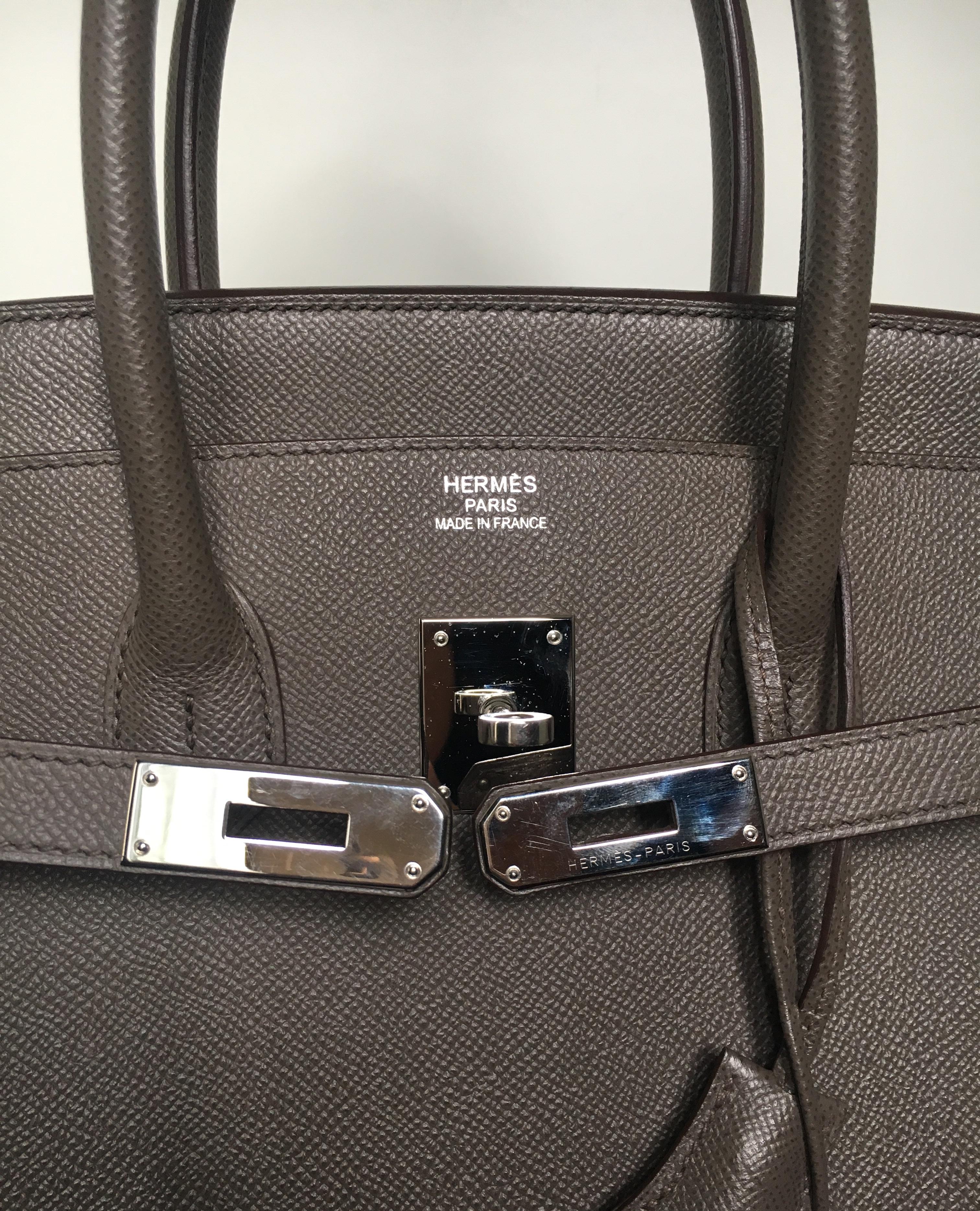 Hermes Birkin 35cm Gray Epsom Palladium Hardware T Stamp 2