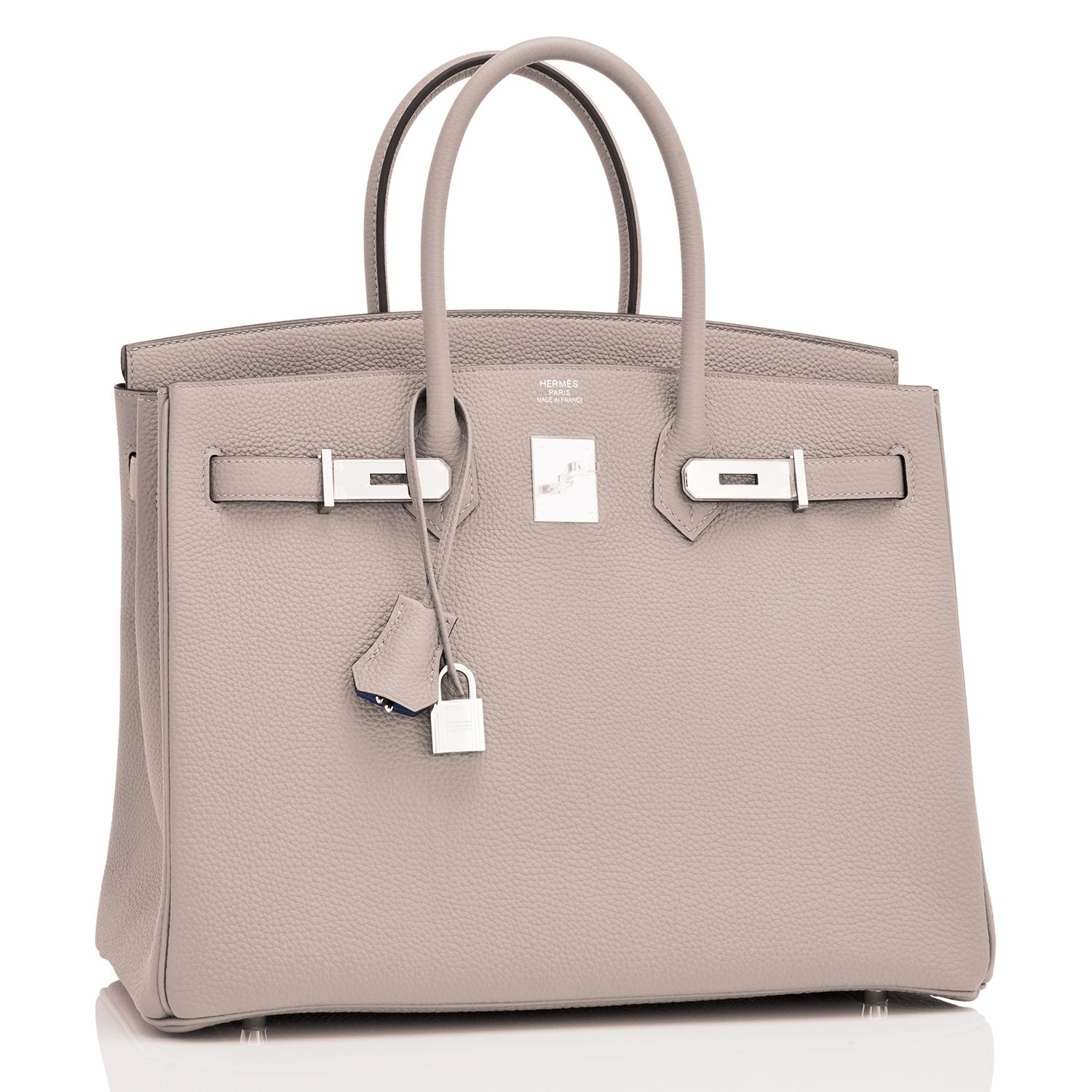 Hermes Birkin 35 Gris Asphalte Grey Togo Palladium Togo Bag NEW RARE
Devastatingly gorgeous Gris Asphalte is long discontinued in Togo.
So RARE in New or Never Worn, Pristine Condition (with plastic on hardware). 
Perfect gift! Comes with lock,