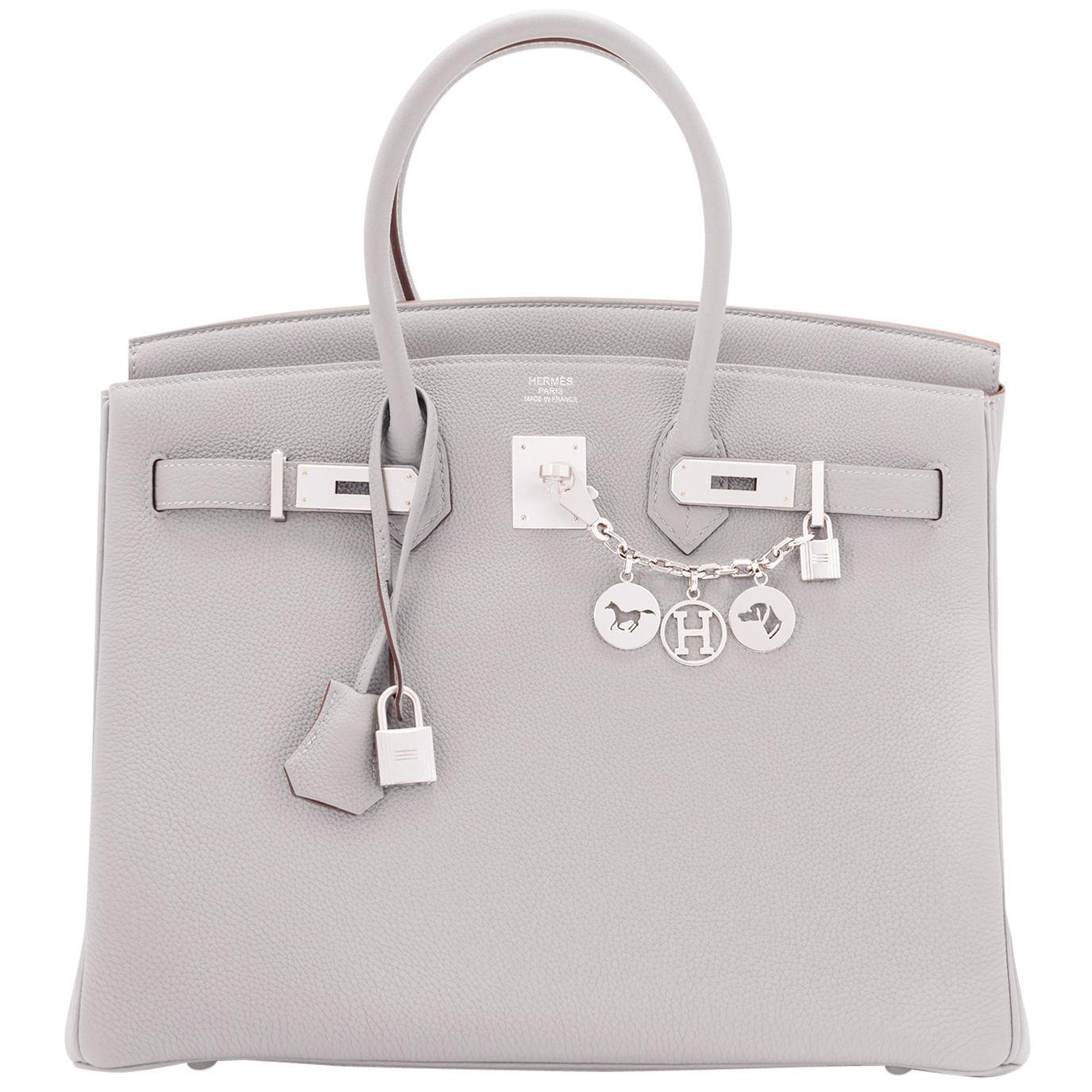 Hermes Birkin 35cm Gris Perle Togo Pearl Gray Palladium Hardware Y Stamp, 2020 6