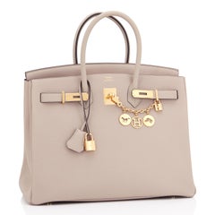 Hermes Birkin 35cm Gris Tourterelle Dove Grey Togo Gold Hardware NEW