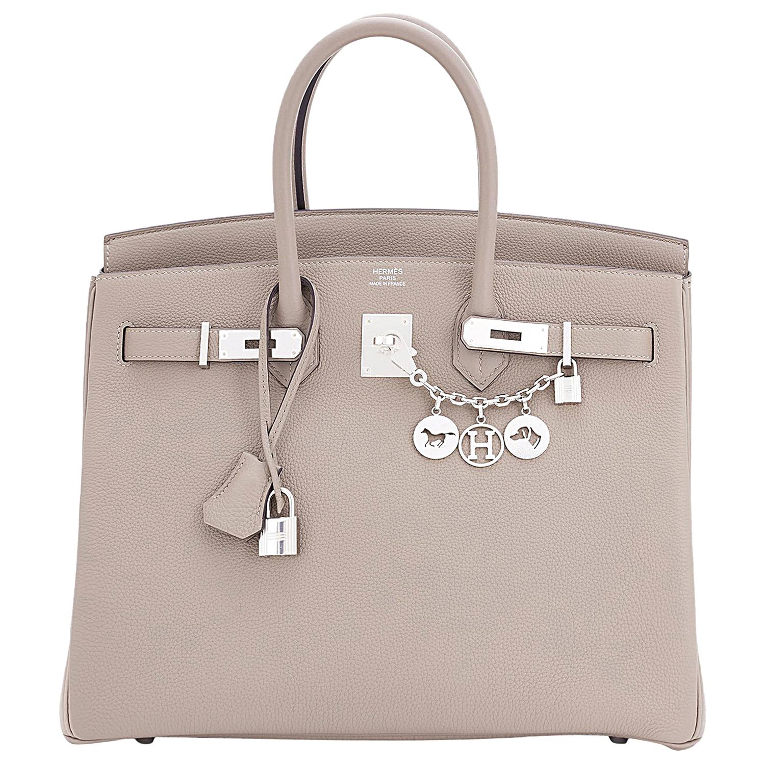 Hermes Birkin 35cm Gris Tourterelle Dove Grey Togo Palladium Bag NEW