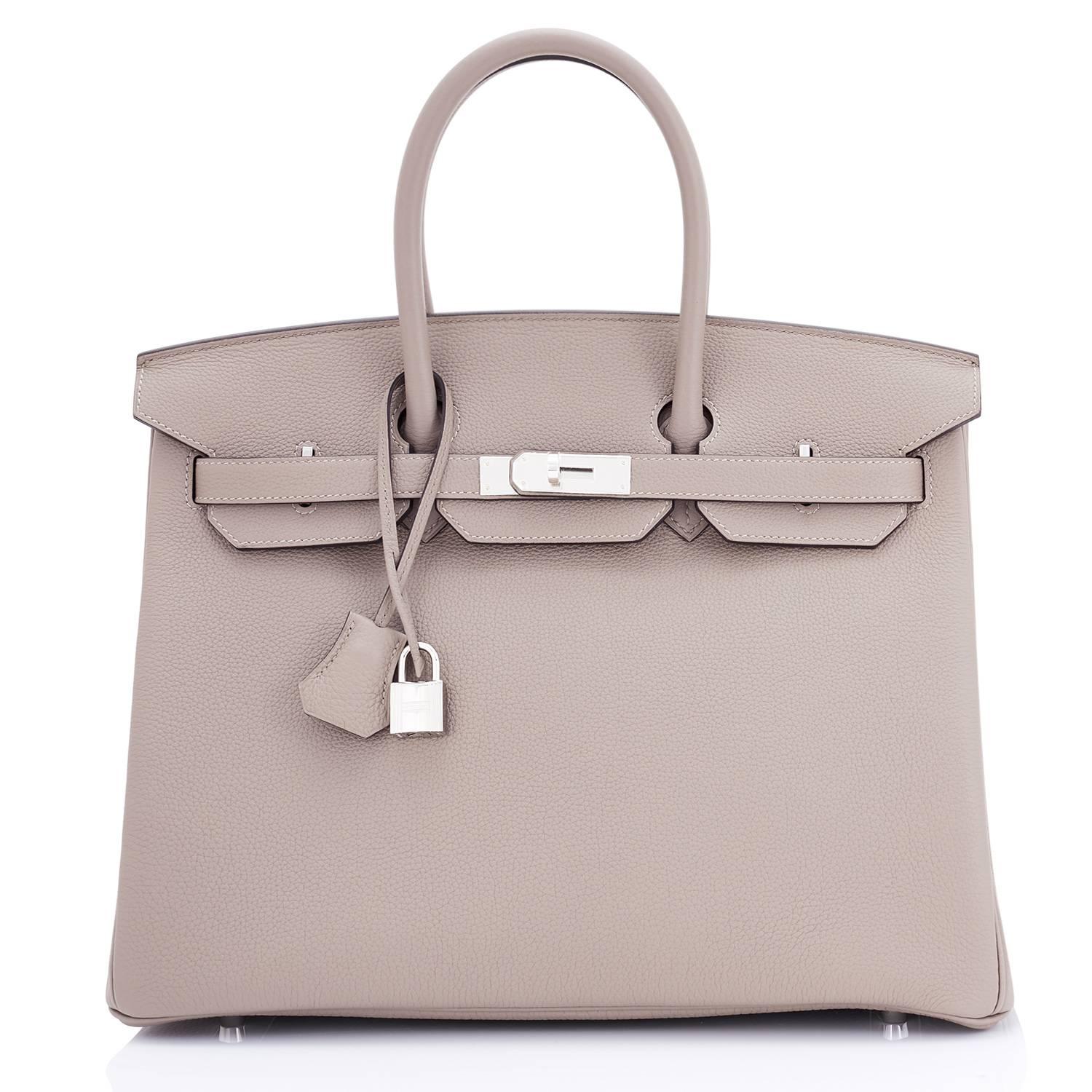 Hermes Birkin 35cm Gris Tourterelle Taubengrau Togo Palladium Tasche NEU RARE (Beige)