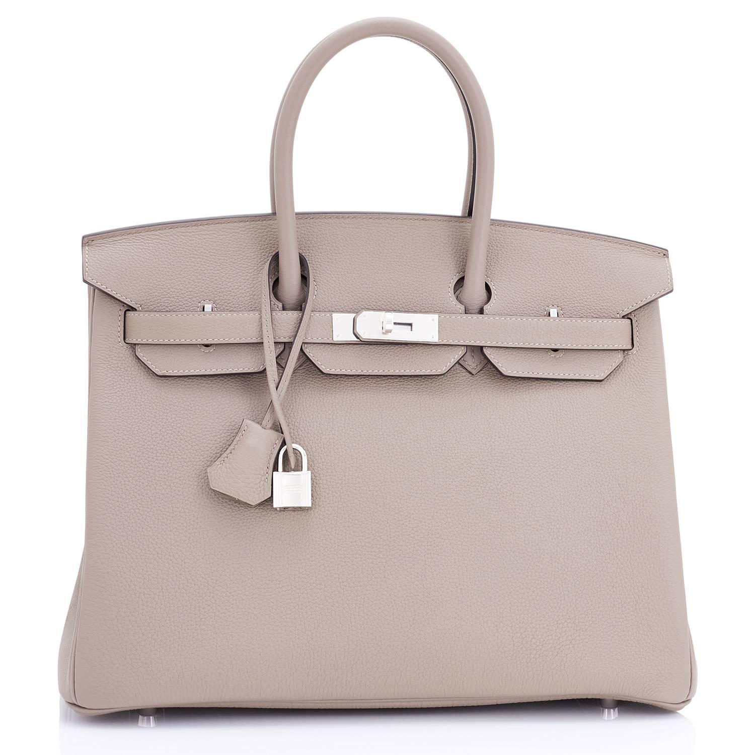 Hermes Birkin 35cm Gris Tourterelle Taubengrau Togo Palladium Tasche NEU RARE für Damen oder Herren