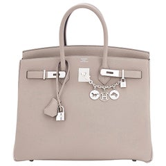 Hermes Birkin 35cm Gris Tourterelle Dove Grey Togo Palladium Bag NEW RARE