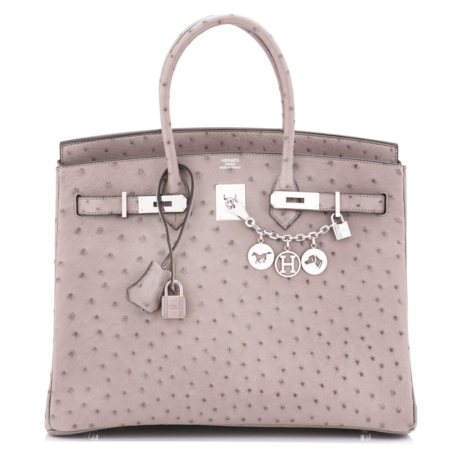 Hermes Birkin 35cm Gris Tourterelle Autruche Gris Colombe Sac NOUVEAU ULTRA RARE 3