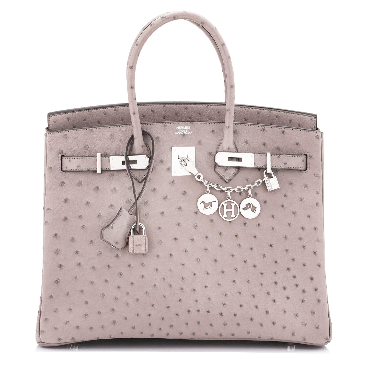 Hermes Birkin 35cm Gris Tourterelle Ostrich Dove Grey Bag NEW ULTRA RARE 3