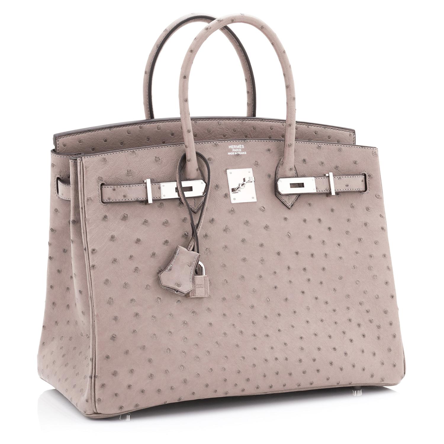 Hermes Birkin 35cm Gris Tourterelle Ostrich Palladium Bag NEW ULTRA RARE
Beyond sublime! Make a statement without saying a word!
This is the ultimate lifetime exotic Birkin for the chic and elegant fashionista!
New or Never Worn. Pristine Condition