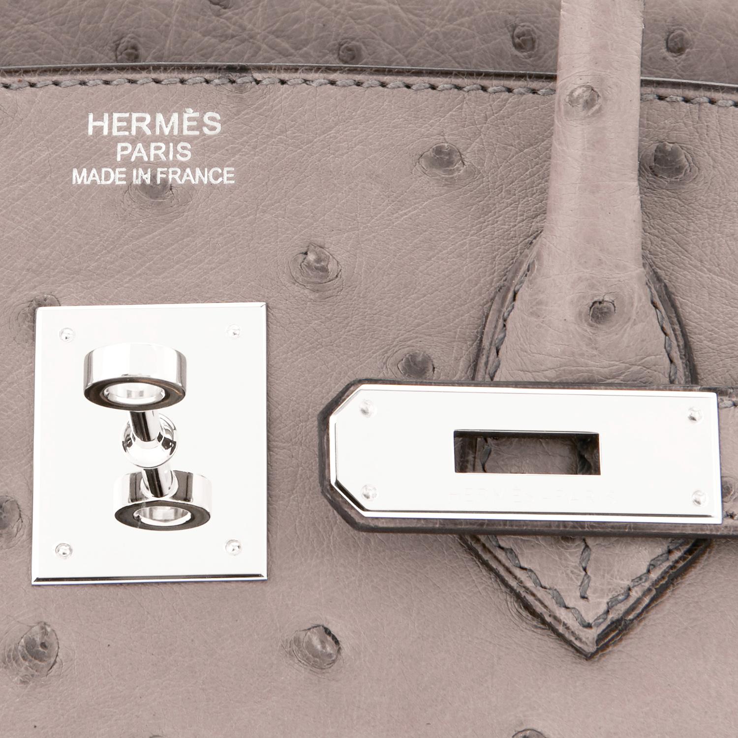 Hermes Birkin 35cm Gris Tourterelle Ostrich Dove Grey Bag NEW ULTRA RARE 2