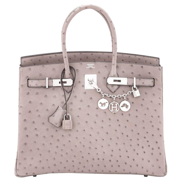 Birkin 30 ostrich handbag Hermès Grey in Ostrich - 28526738