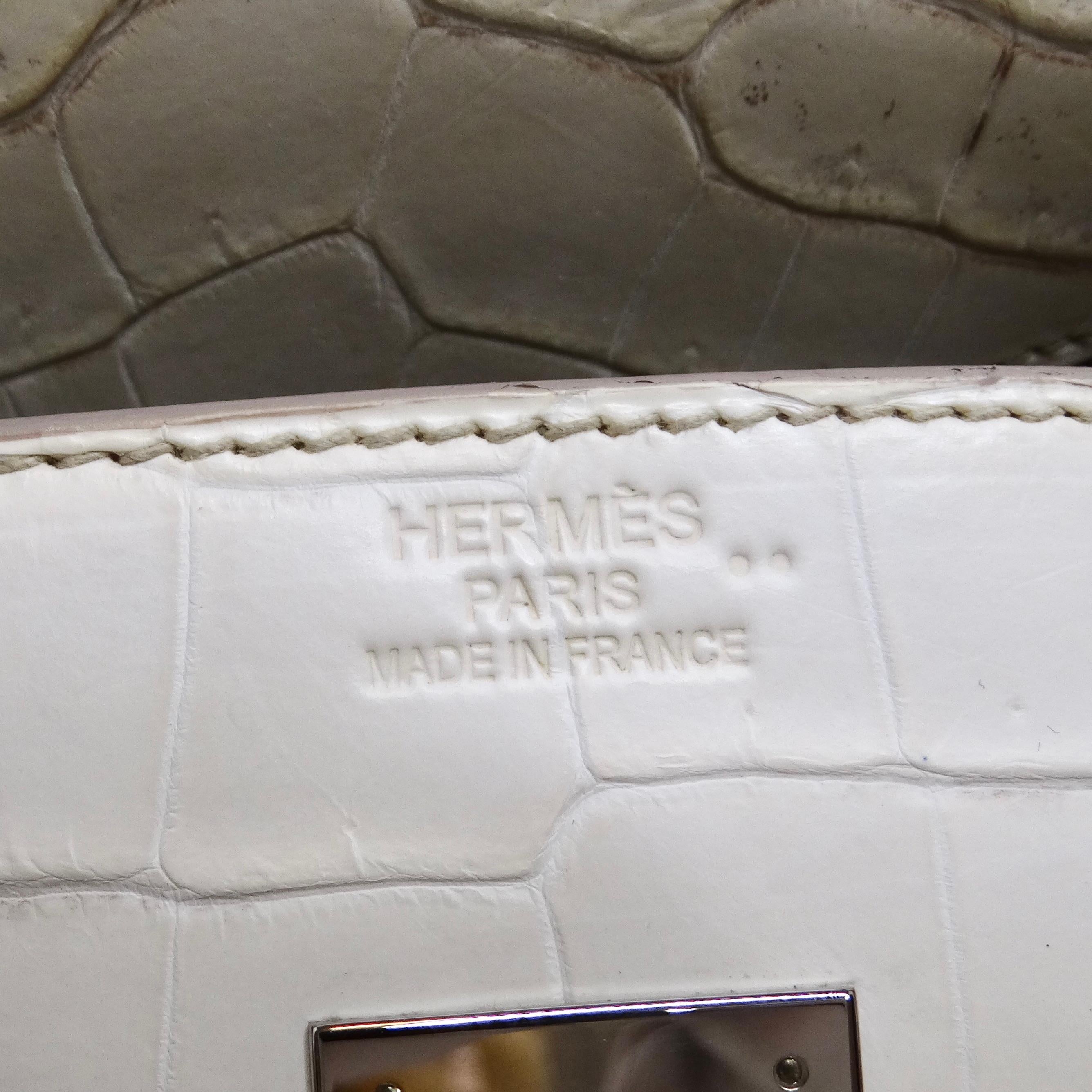 Hermes Birkin 35cm Himalayan Niloticus Crocodile Matte Palladium Hardware In Excellent Condition For Sale In Scottsdale, AZ